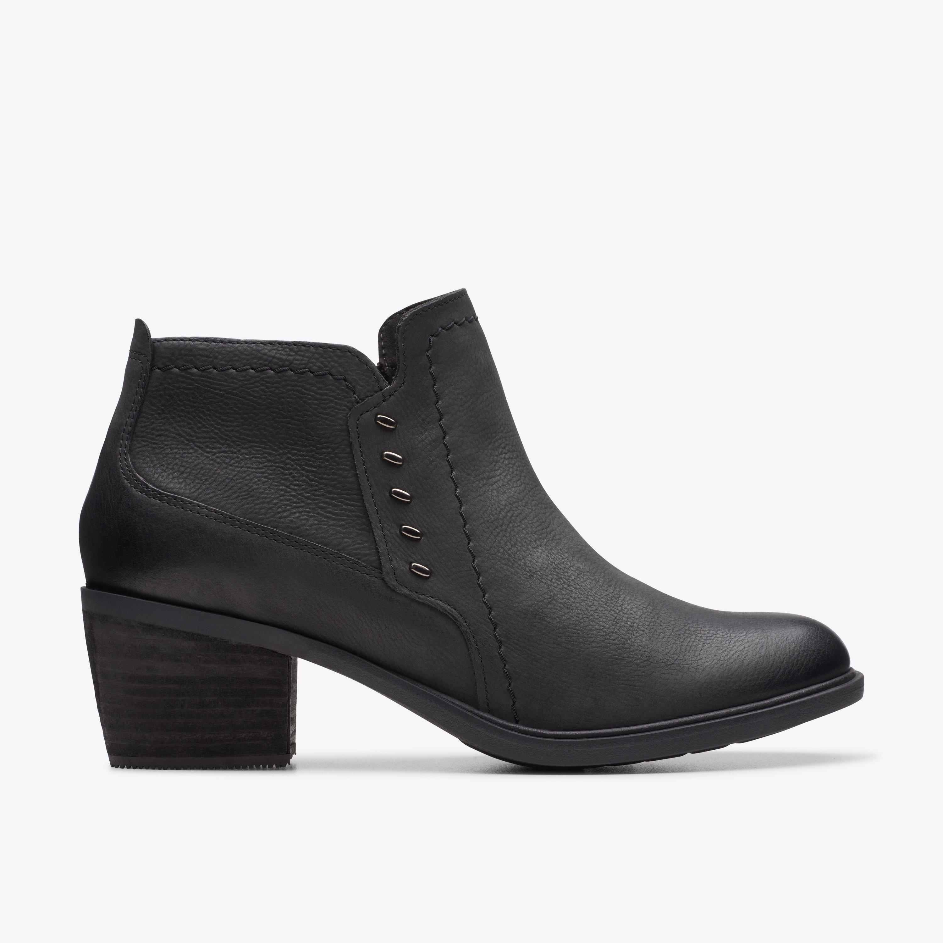 WOMENS Neva Lo Black Leather Ankle Boots | Clarks US