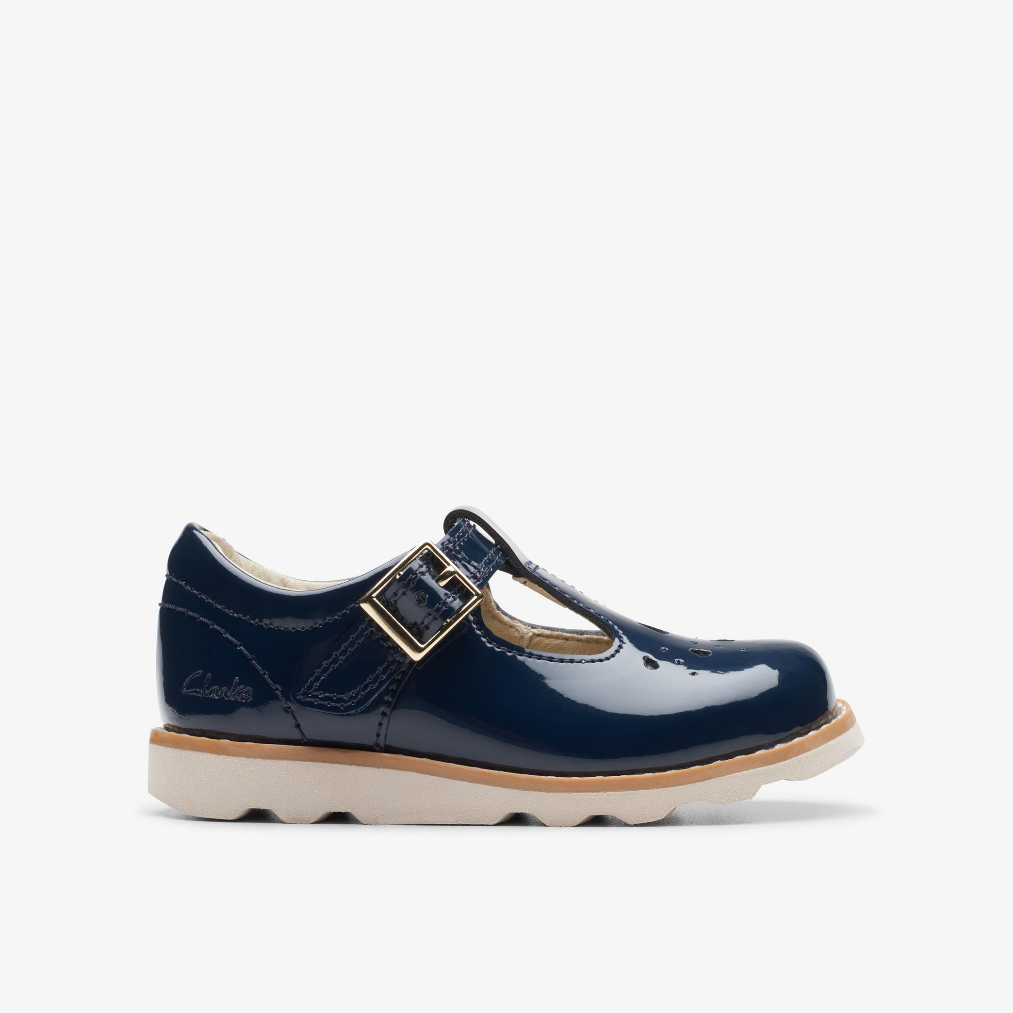 Crown Print Toddler Navy Patent T Bar Shoes, view 1 of 6
