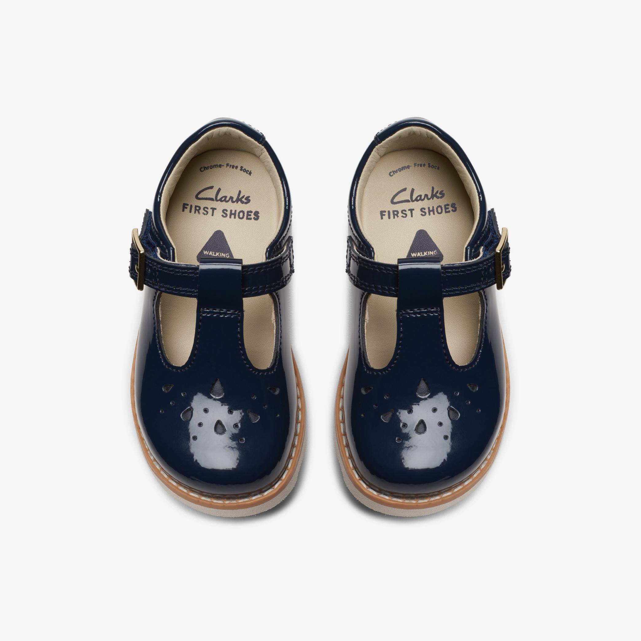 Crown Print Toddler Navy Patent T Bar Shoes, view 6 of 6