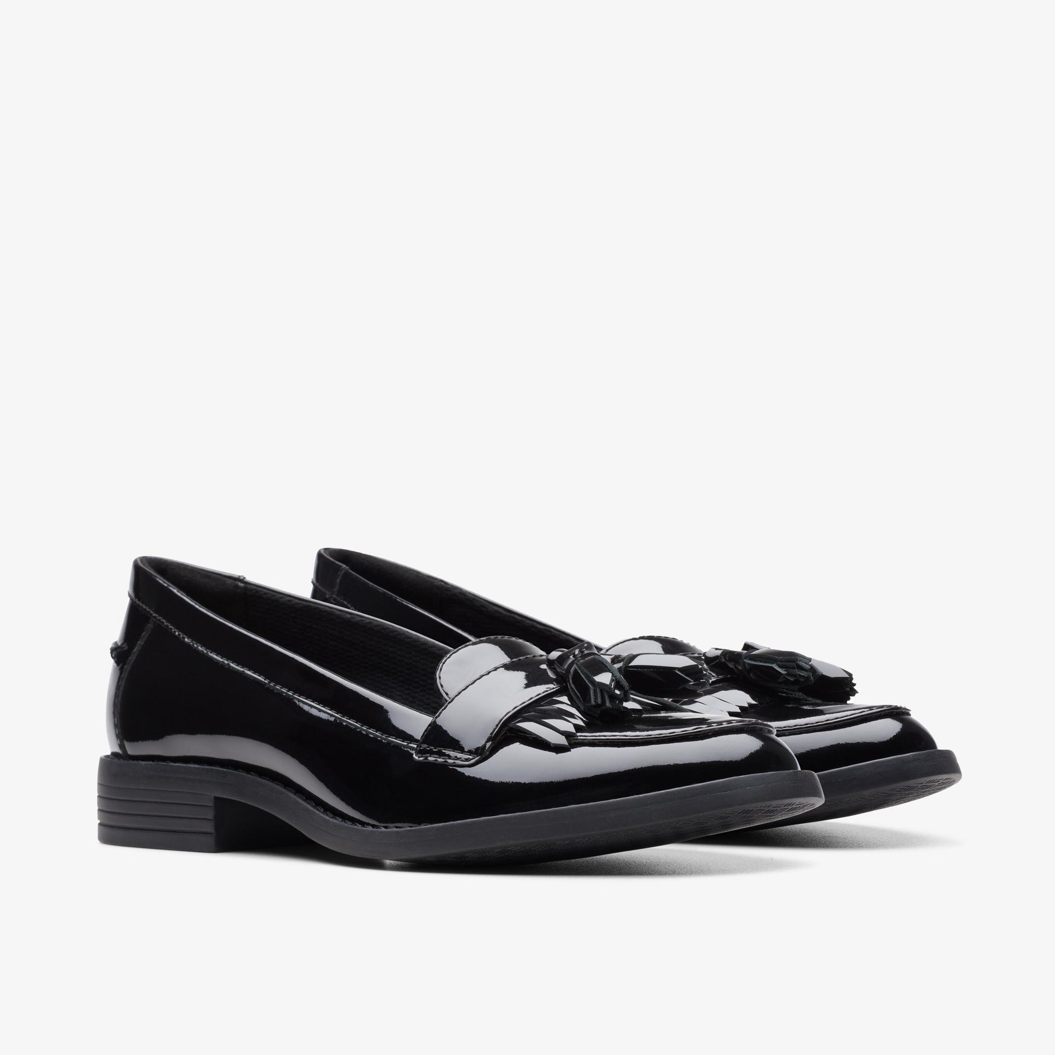 Womens Camzin Angelica Black Patent Leather Loafers | Clarks UK