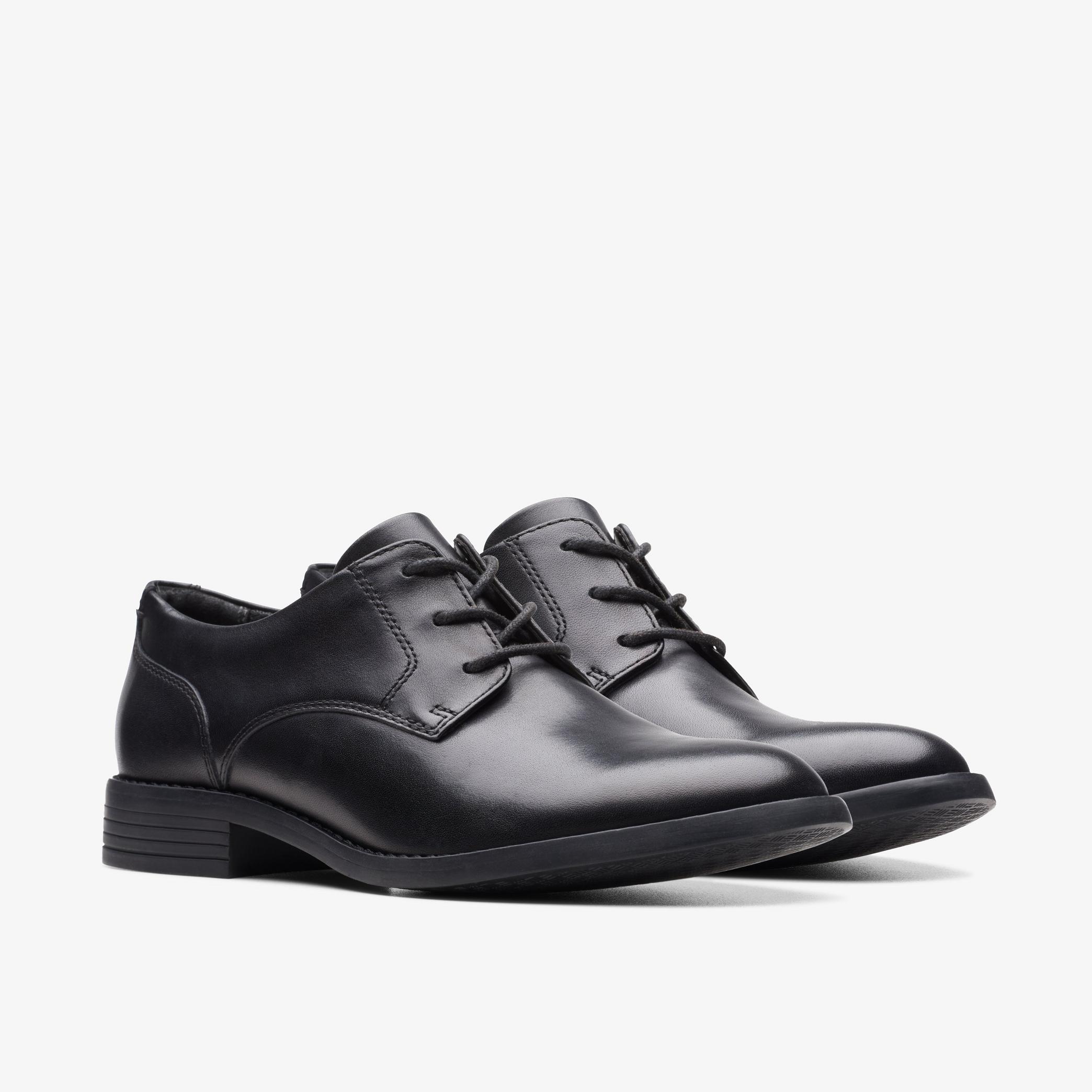 Camzin Iris Black Leather Derby Shoes, view 4 of 6