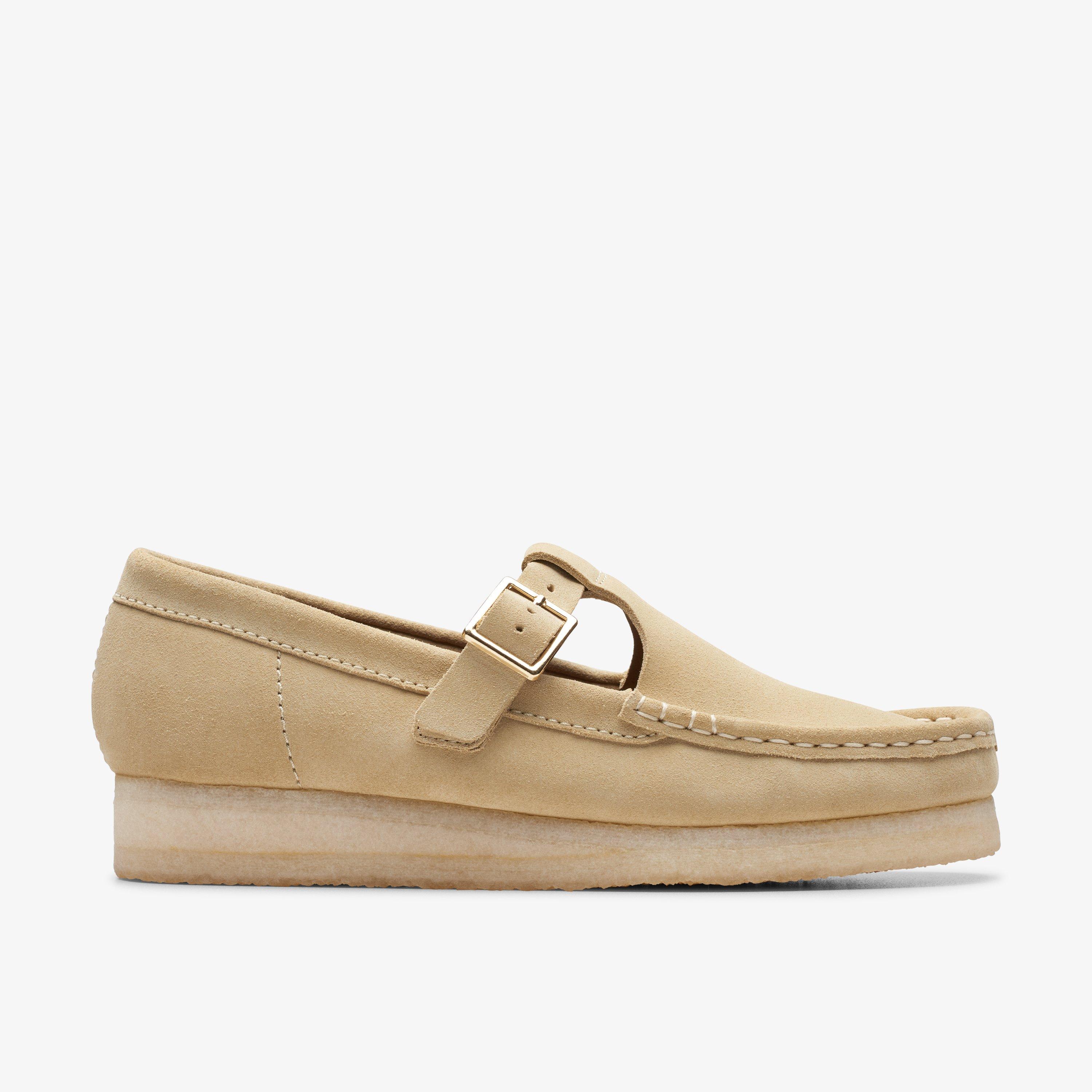 Womens Wallabee T-Bar Maple Suede Moccasins | Clarks US