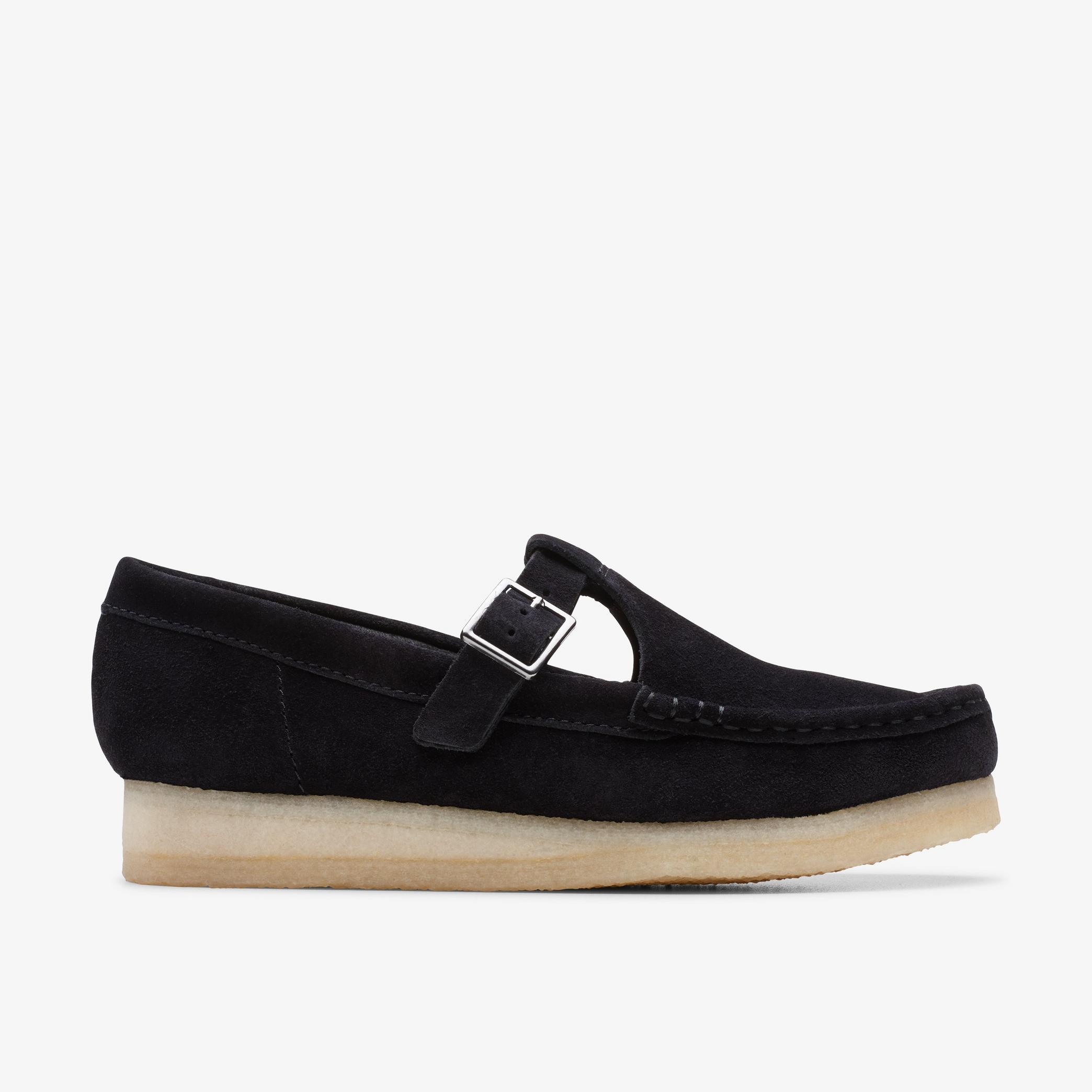 Wallabee T Bar Black Suede Loafers, view 1 of 6