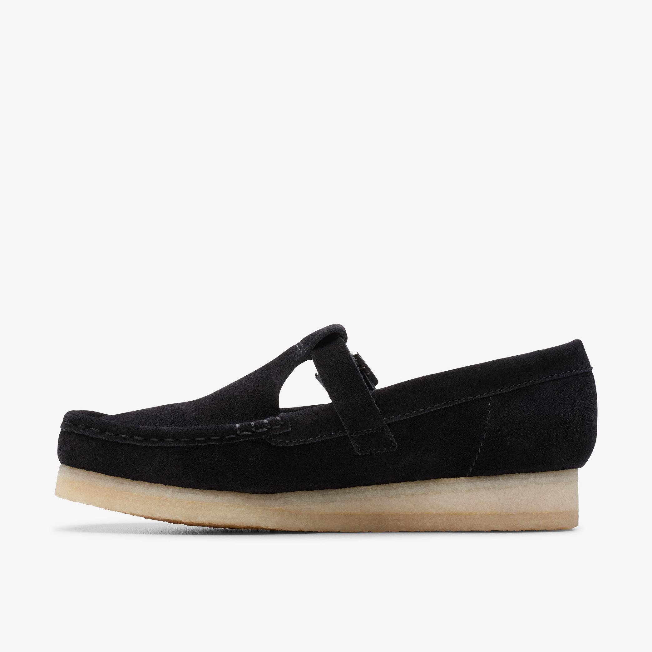 Wallabee T Bar Black Suede Loafers, view 2 of 6