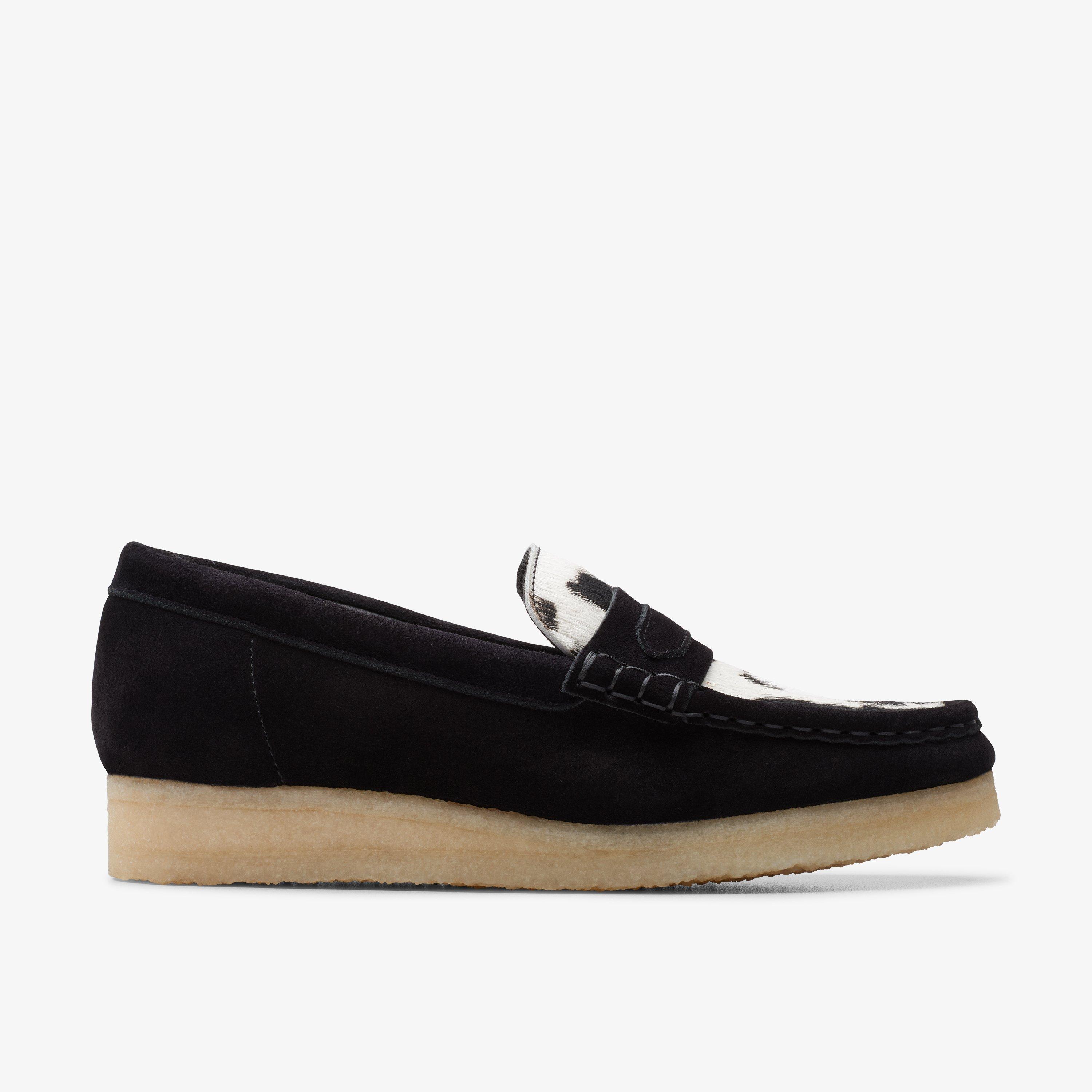 Wallabee wedge black cow print hot sale