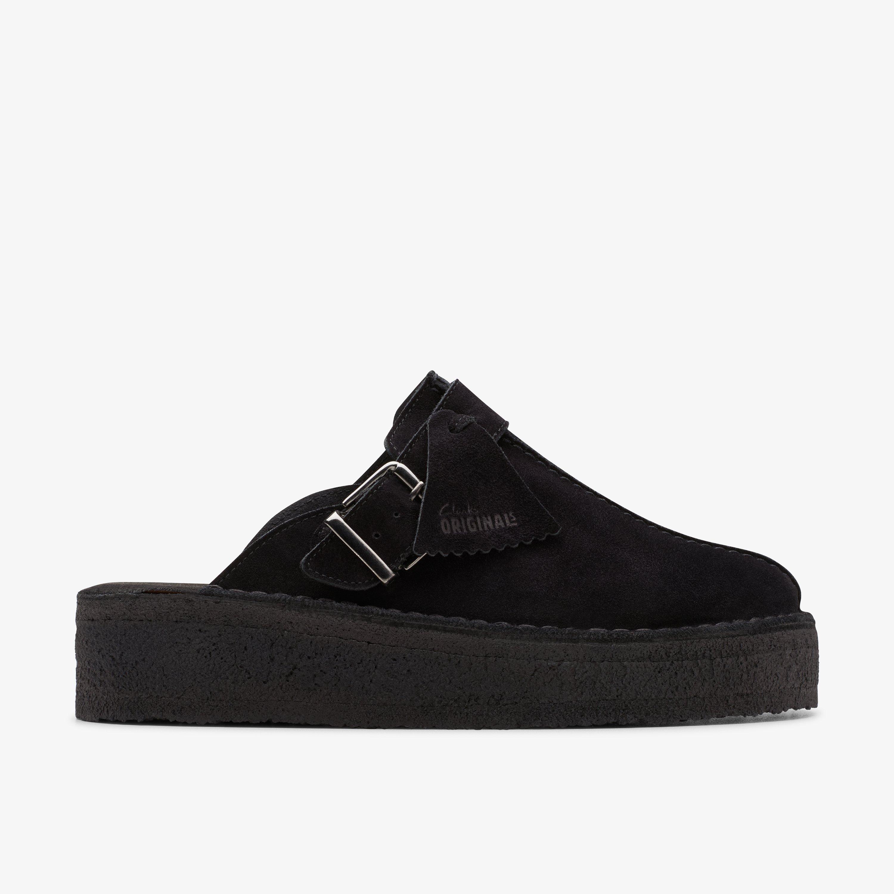 Clarks Originals Black Trek Wedge Mules