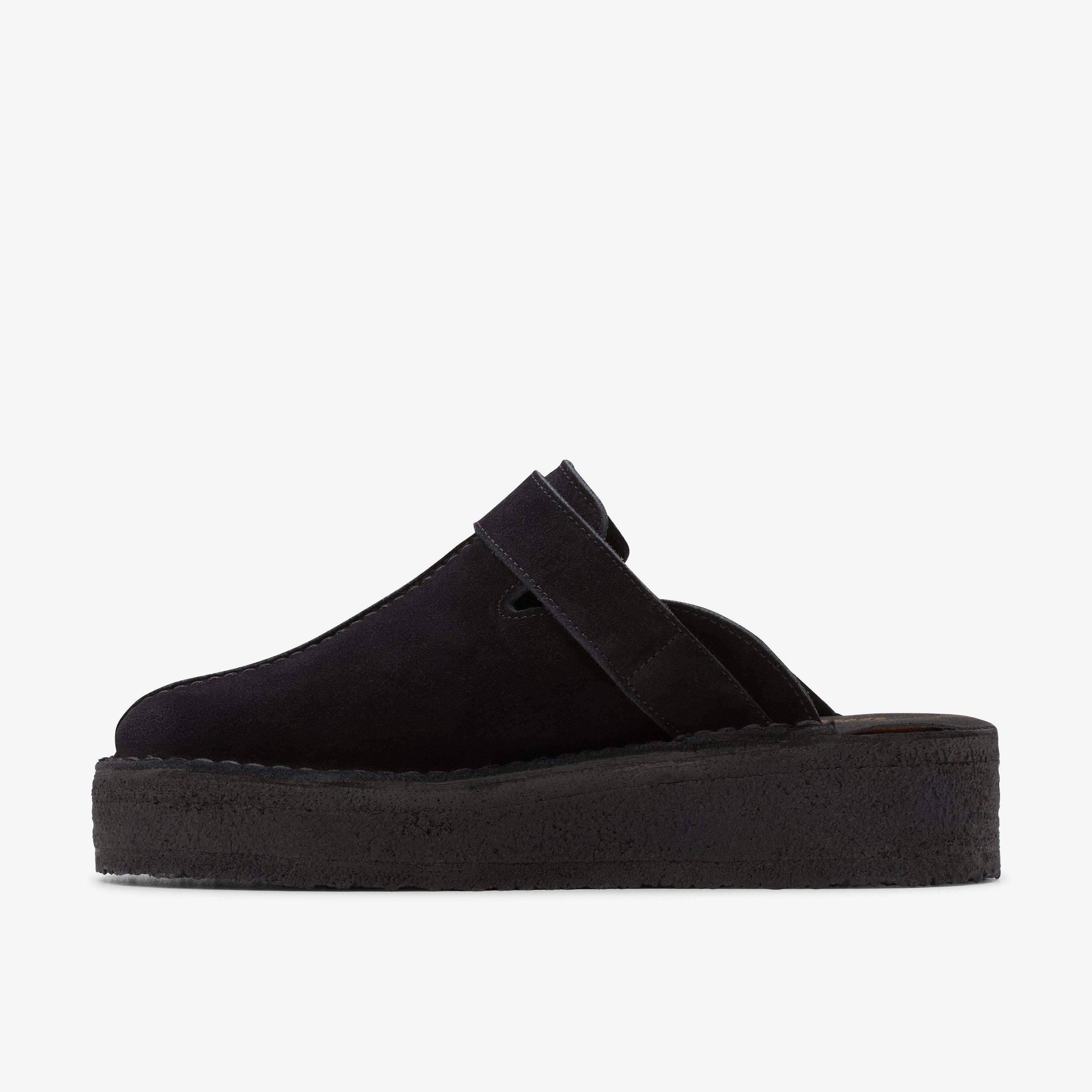 Trek Wedge Mule Black Suede Mules Slip Ons, view 2 of 6