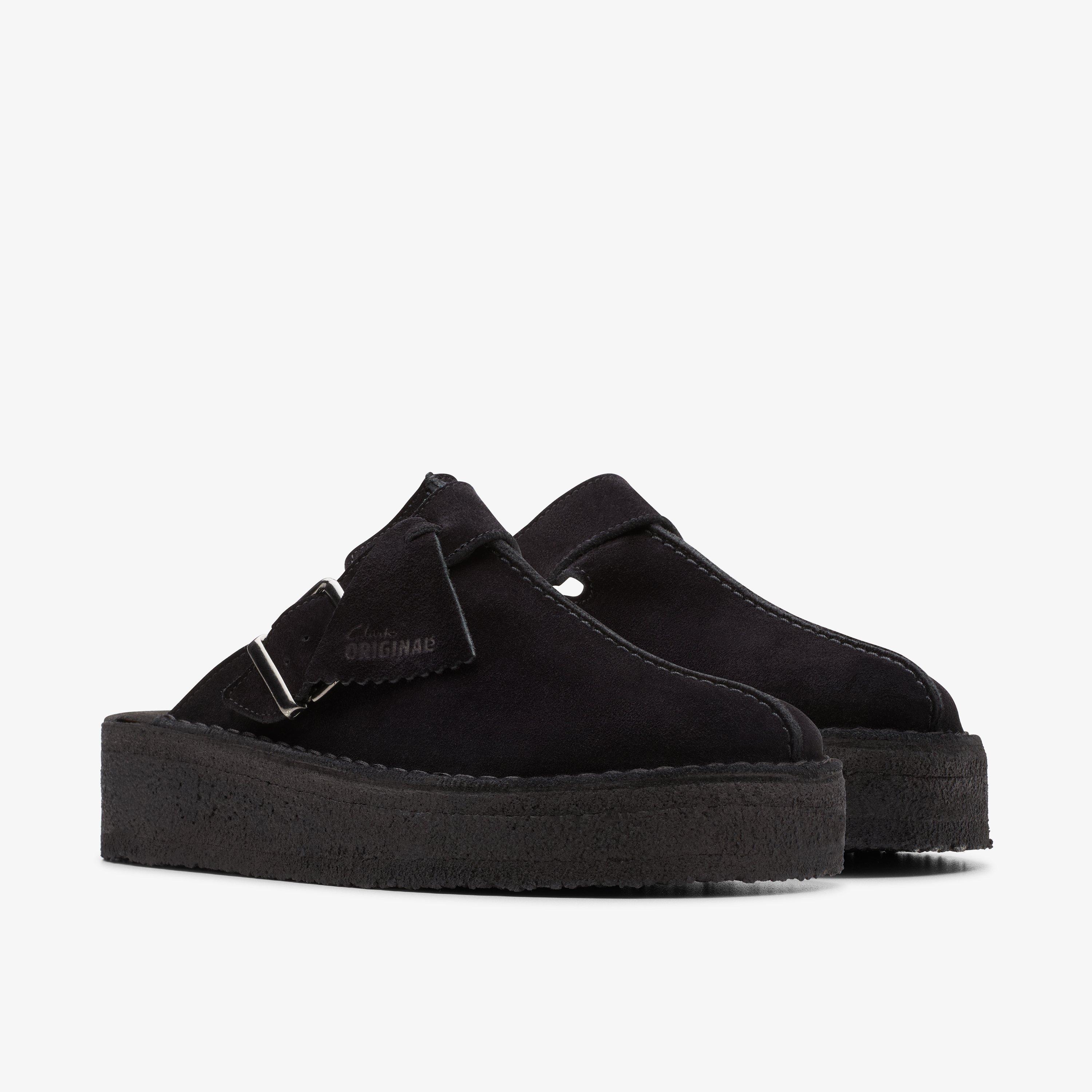 Trek Wedge Mule Black Suede Mules Slip Ons, view 4 of 6