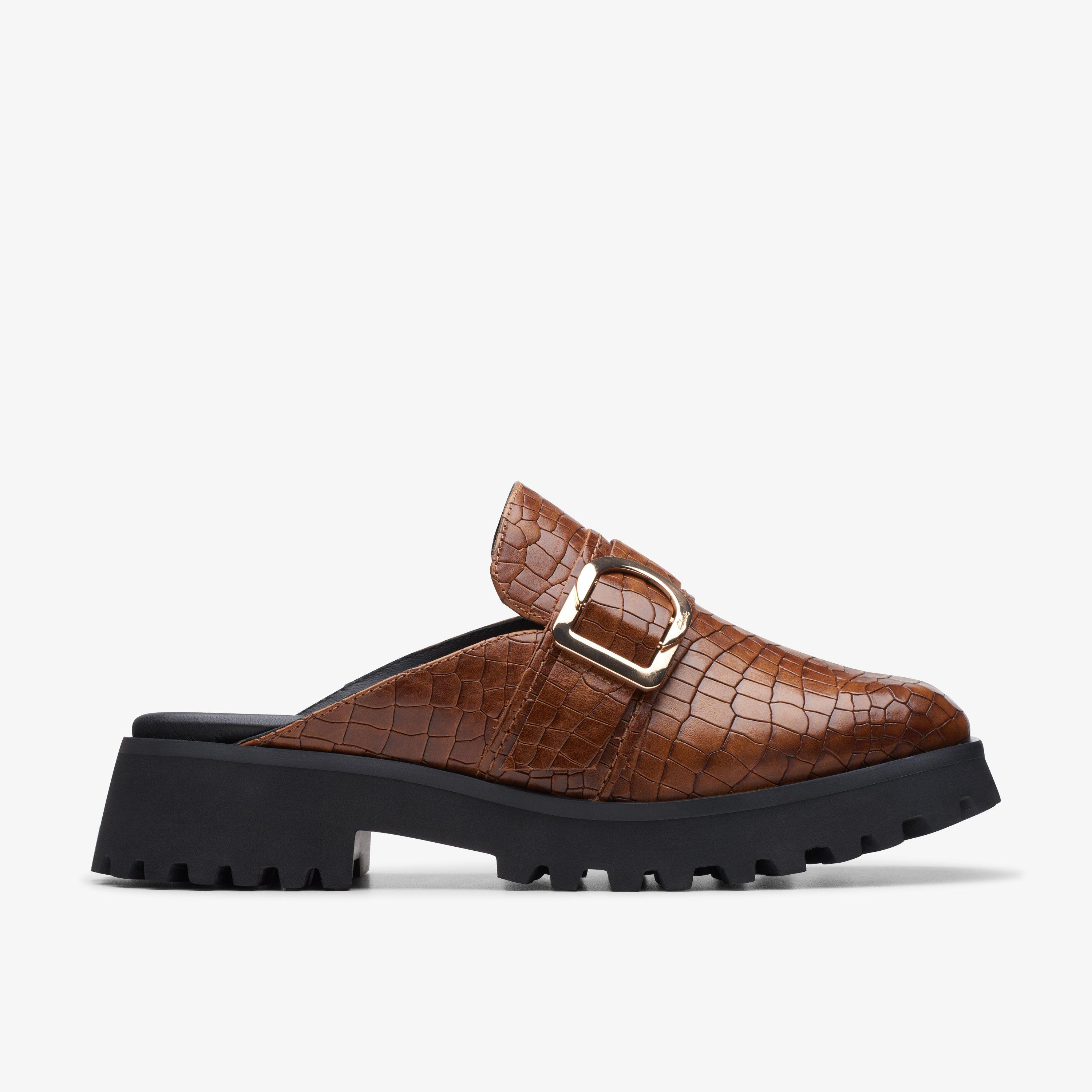WOMENS Stayso Free Brown Crocodile Mules | Clarks CA
