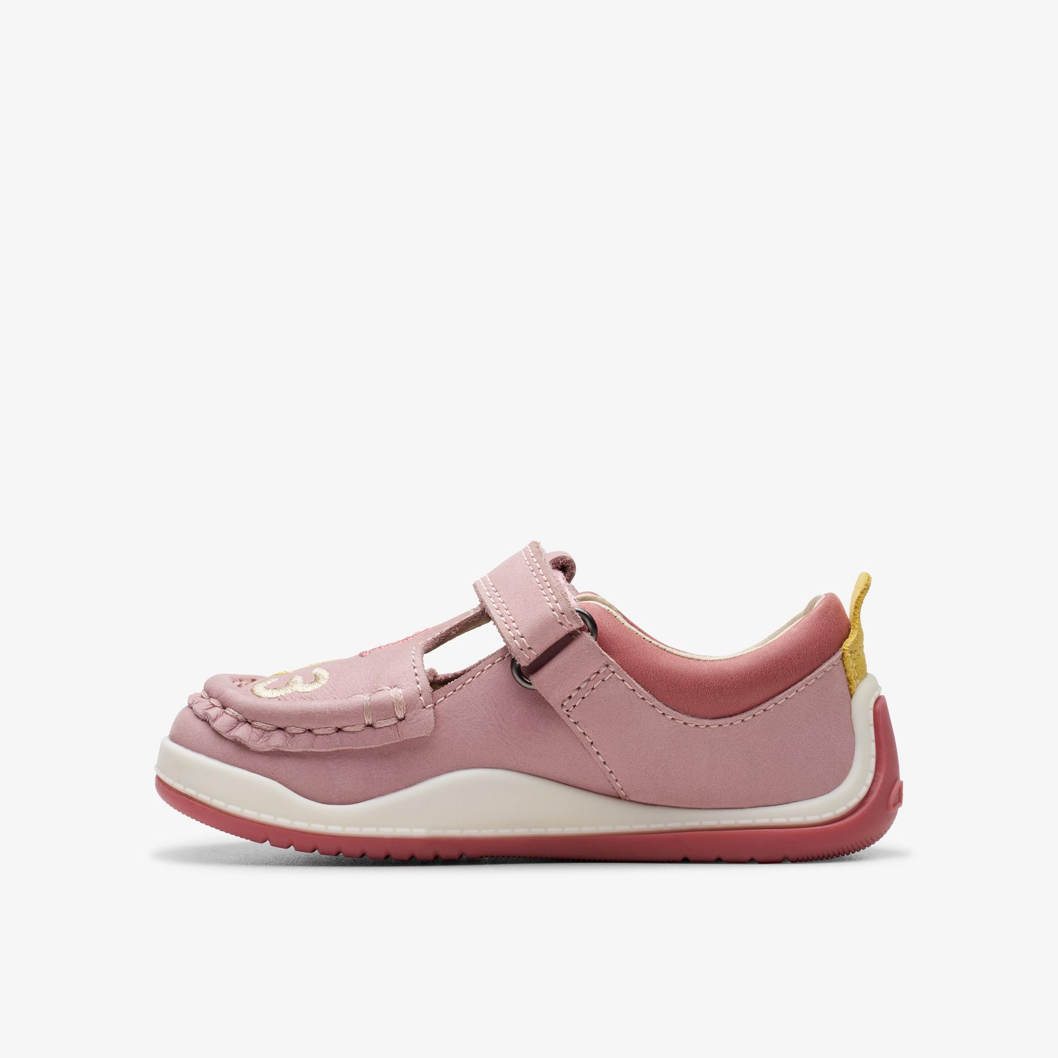 Noodle Shine Toddler Dusty Pink Leather T Bar Shoes, view 5 of 10