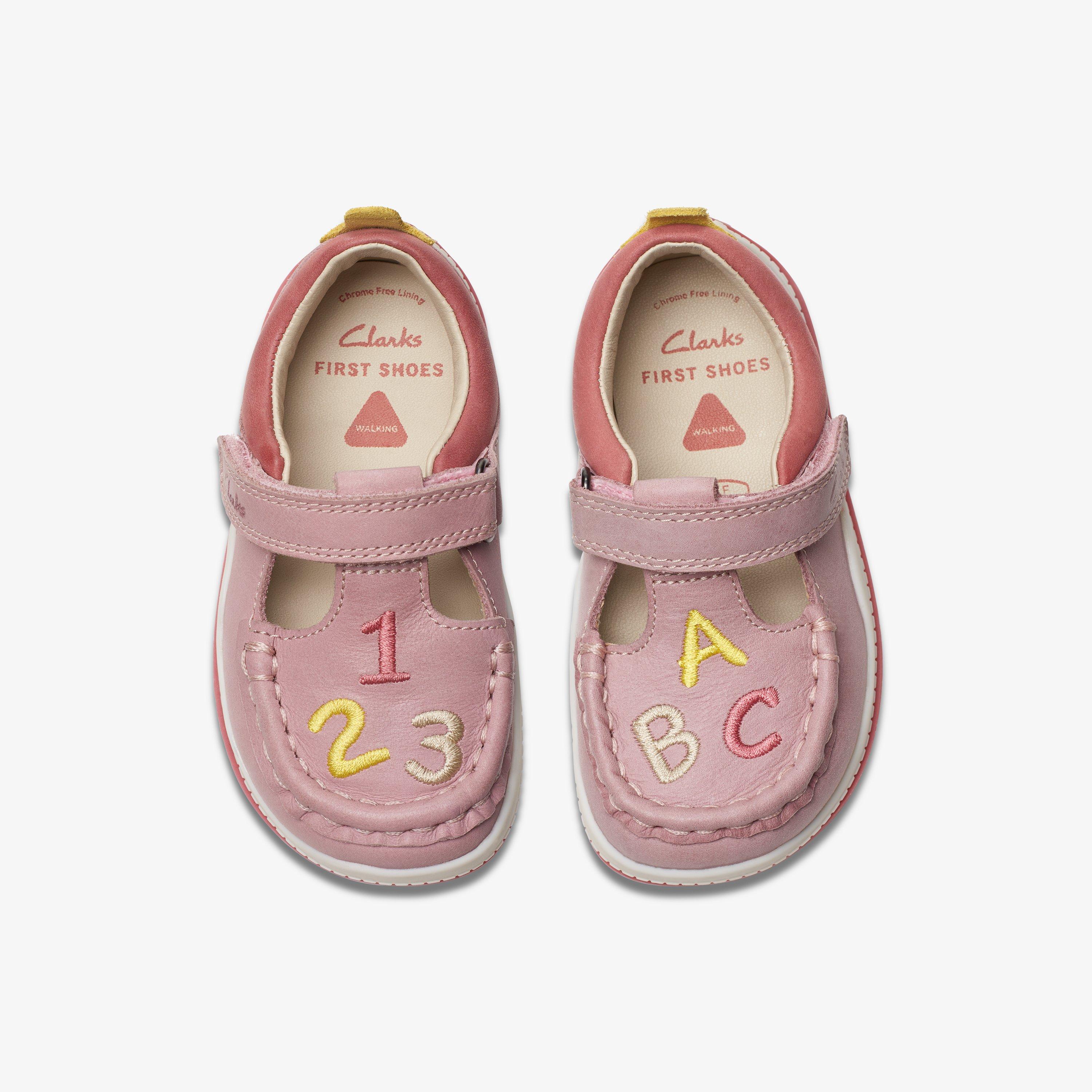 Noodle Shine Toddler Dusty Pink Leather T Bar Shoes, view 6 of 9