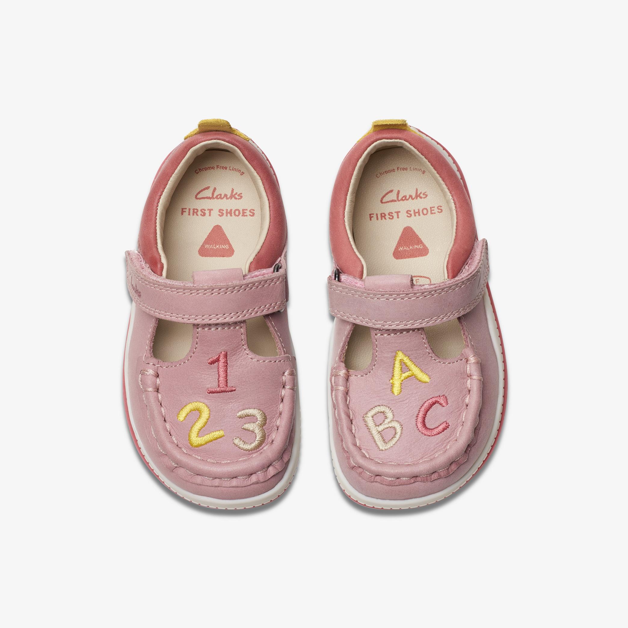 Noodle Shine Toddler Dusty Pink Leather T Bar Shoes, view 9 of 10