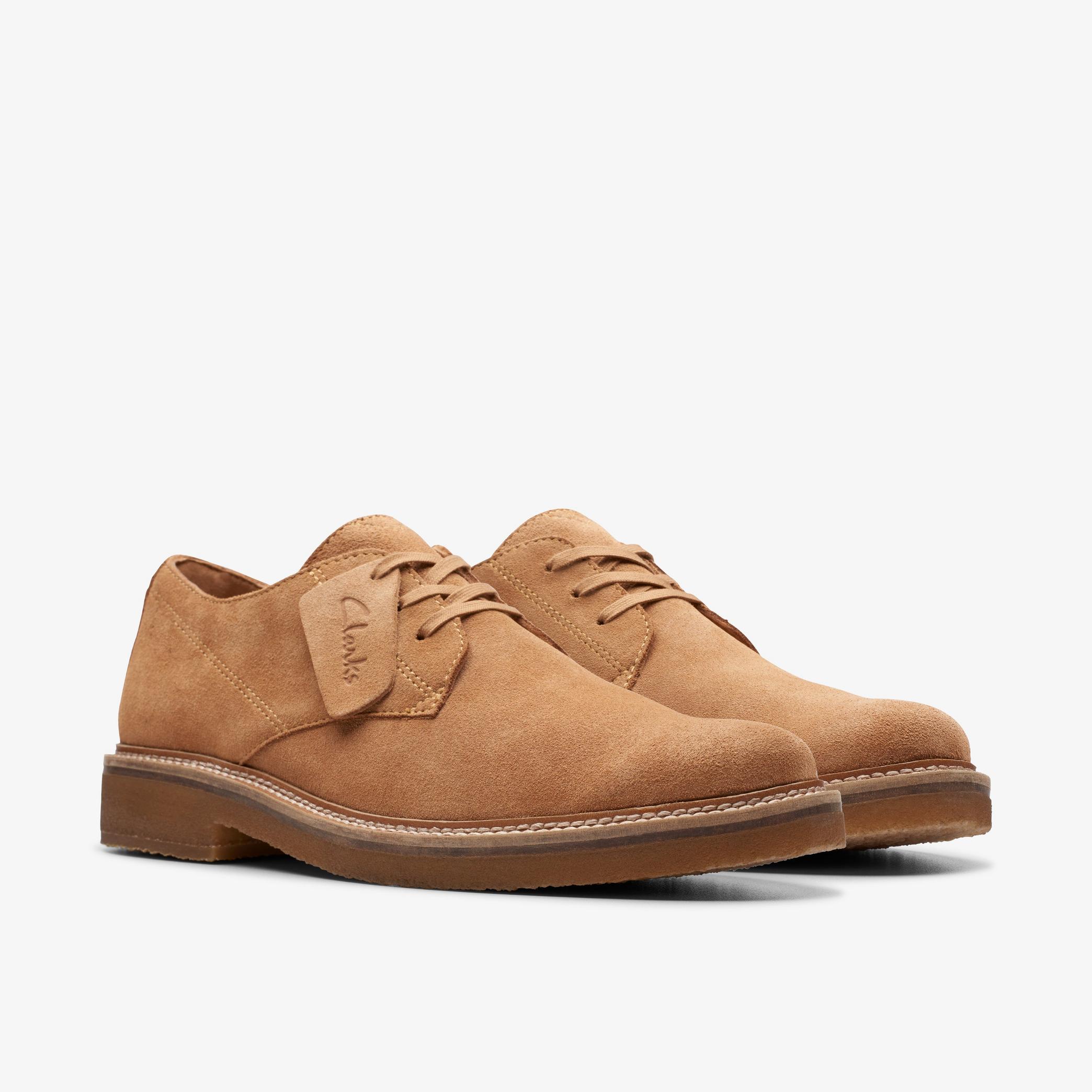 Clarkdale Derby Light Tan Suede Oxford Shoes, view 4 of 6