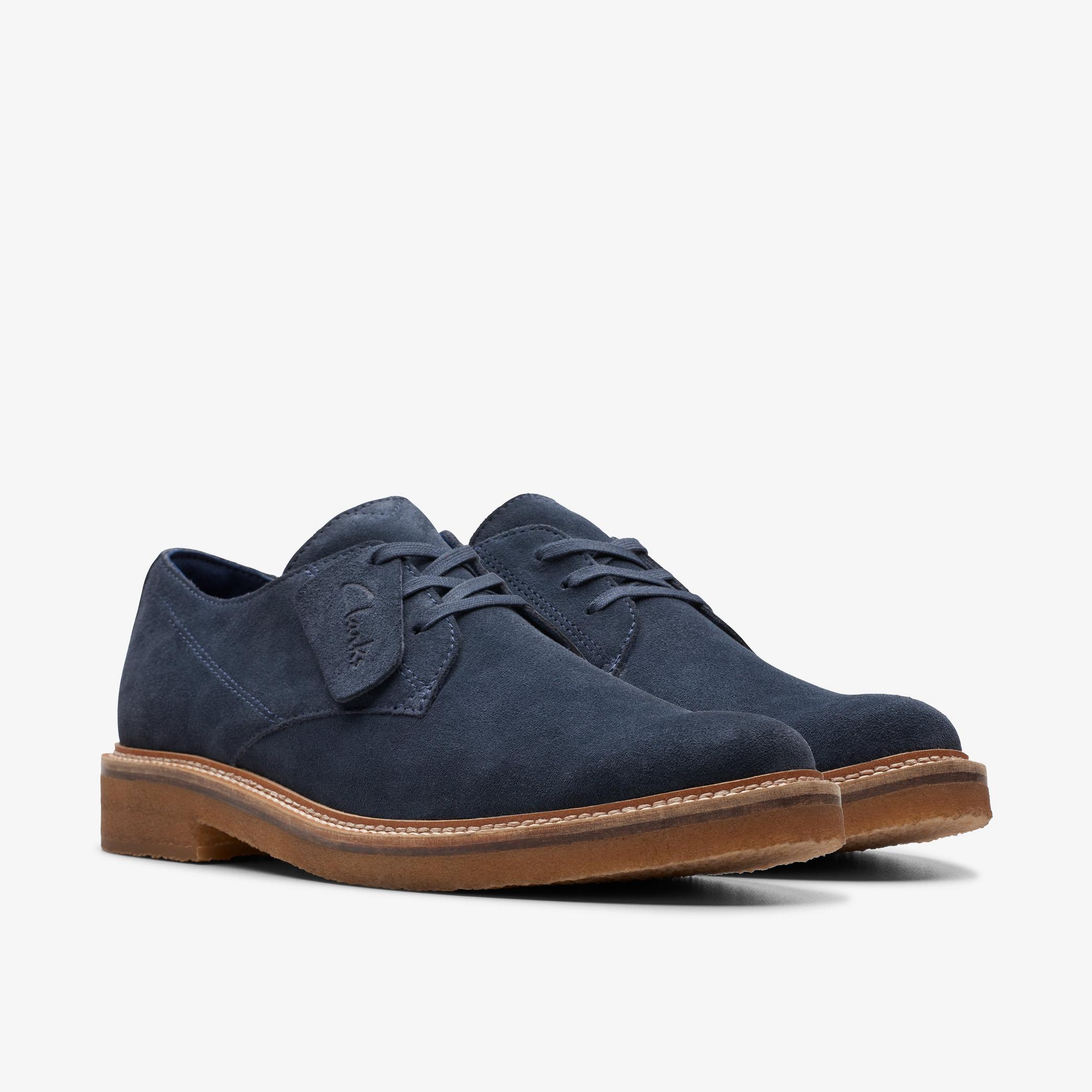 Clarkdale Derby Navy Suede Oxford Shoes, view 4 of 6