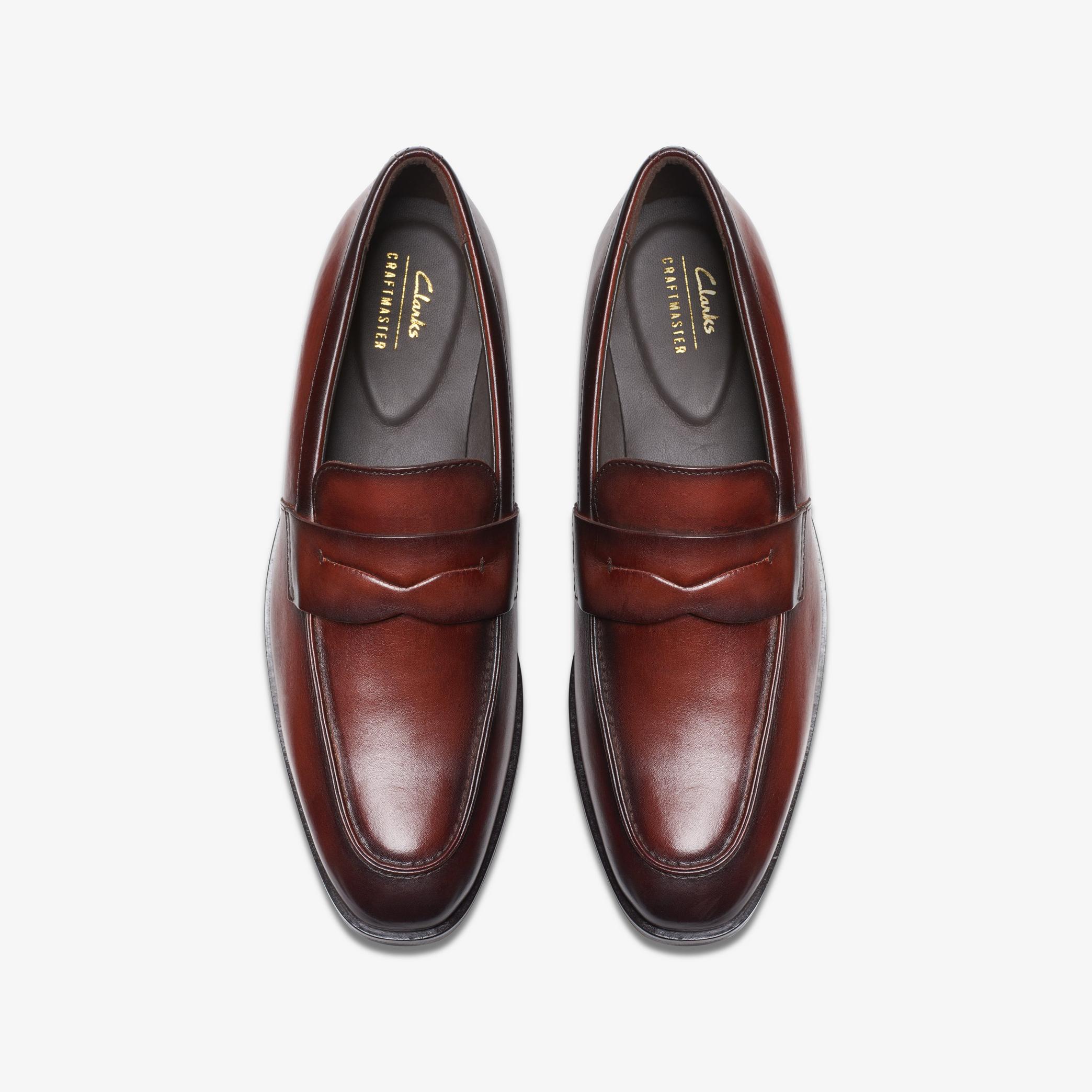 Mens Craft Clifton Up Dark Tan Leather Loafers | Clarks UK