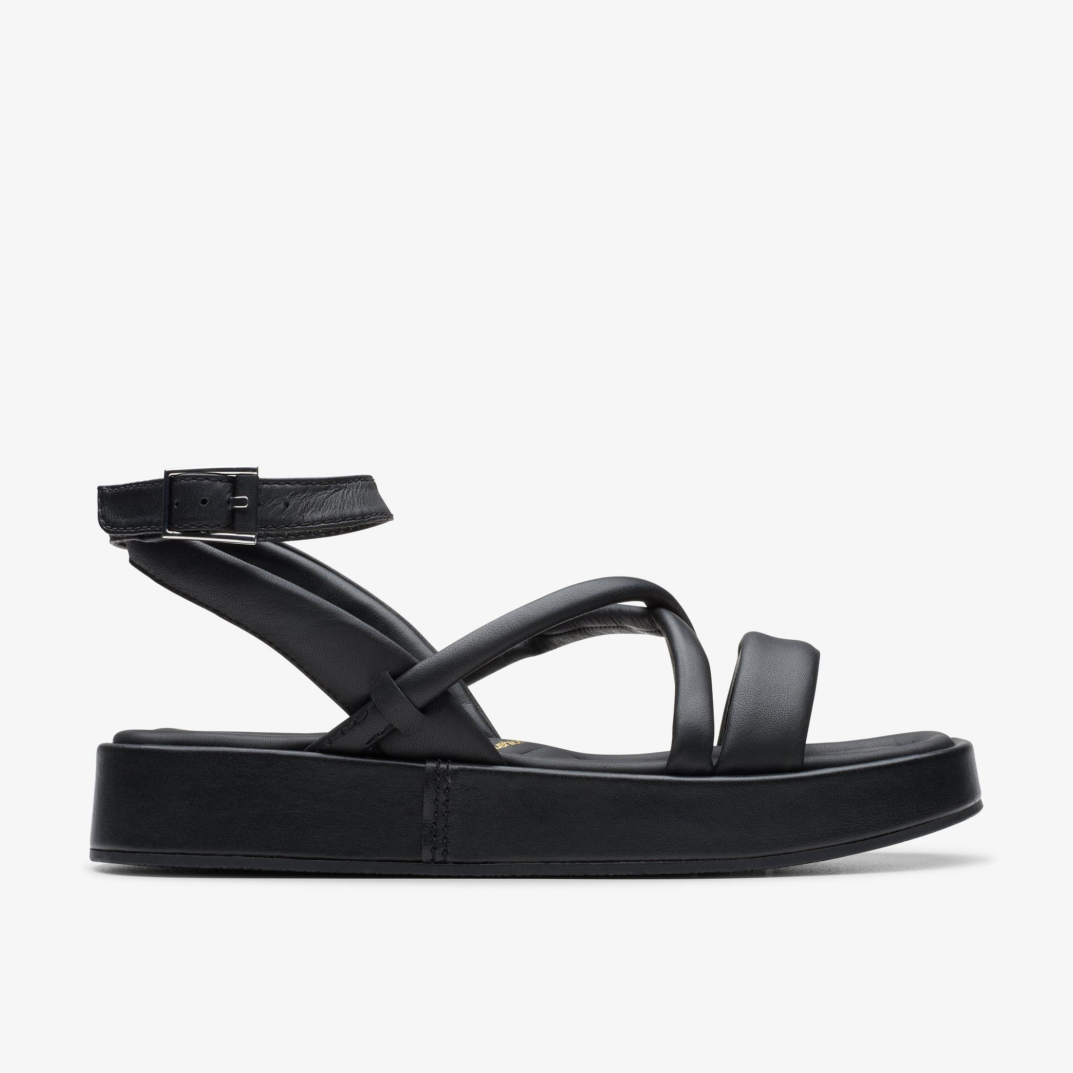 Womens Alda Cross Black Leather Strappy Sandals | Clarks UK