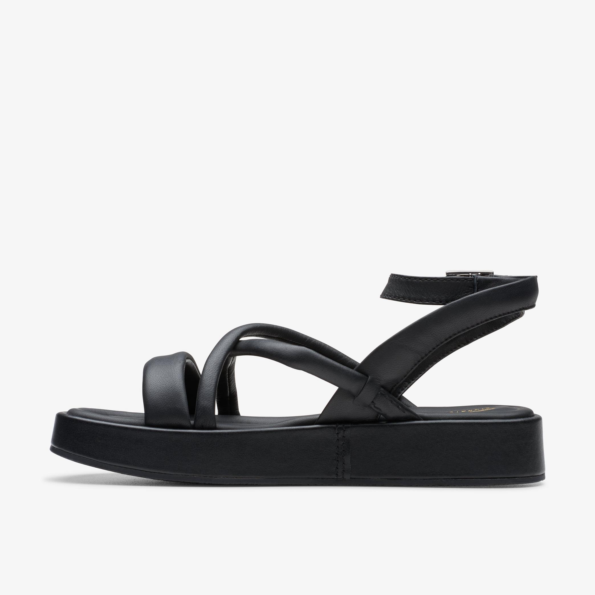 Womens Alda Cross Black Leather Strappy Sandals | Clarks UK