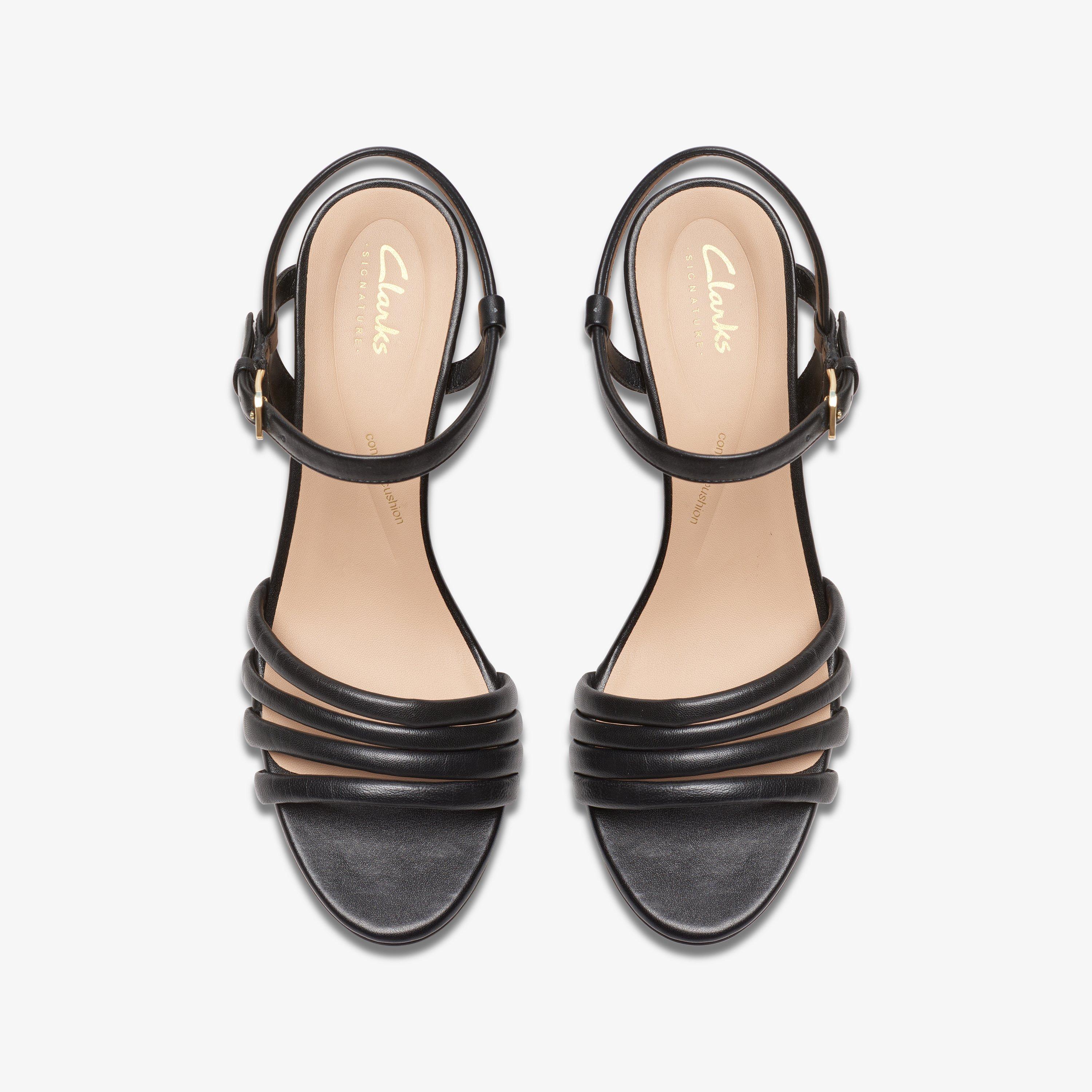 Womens Amali May Black Leather Strappy Sandals Clarks UK
