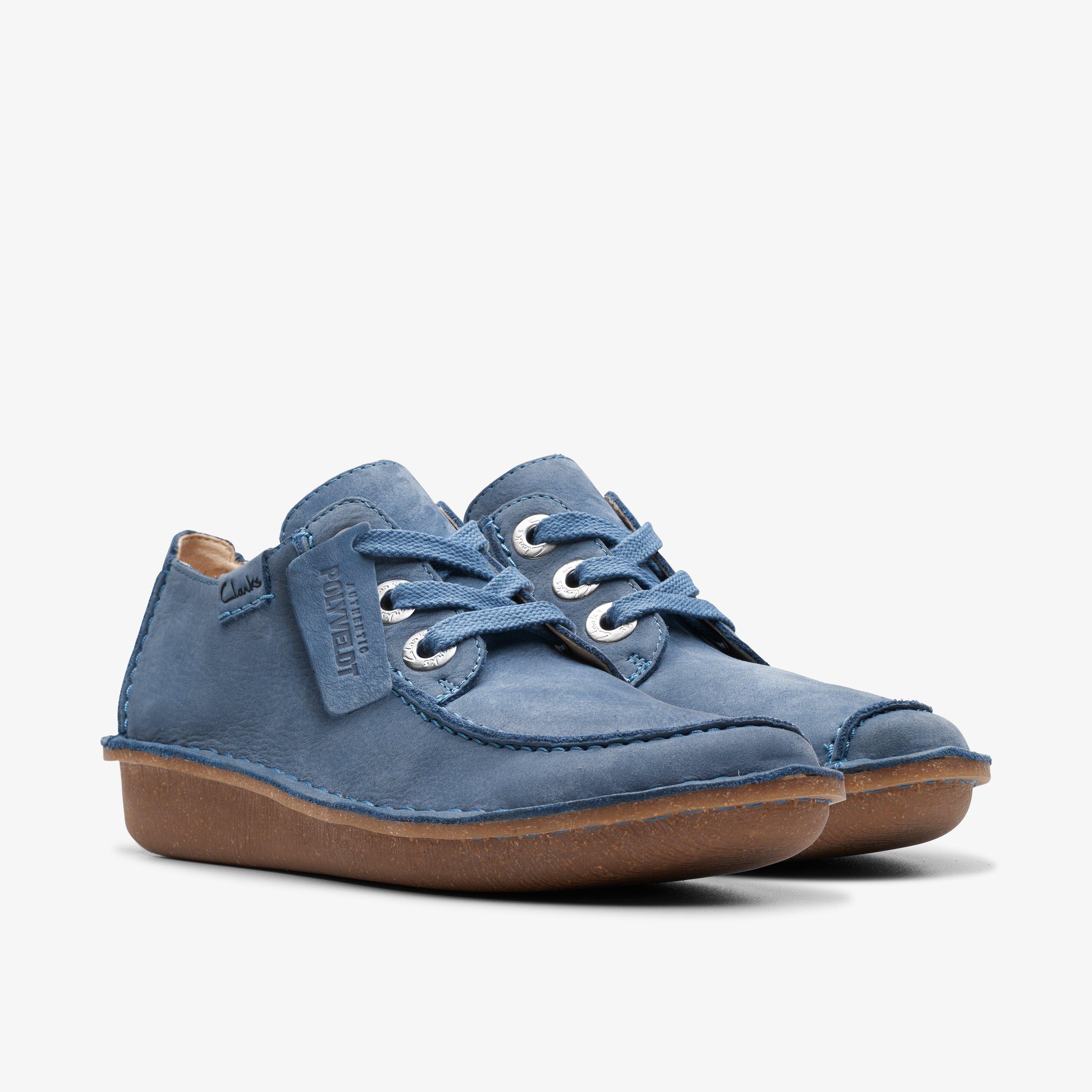Womens Funny Dream Blue Nubuck Derby Shoes Clarks UK
