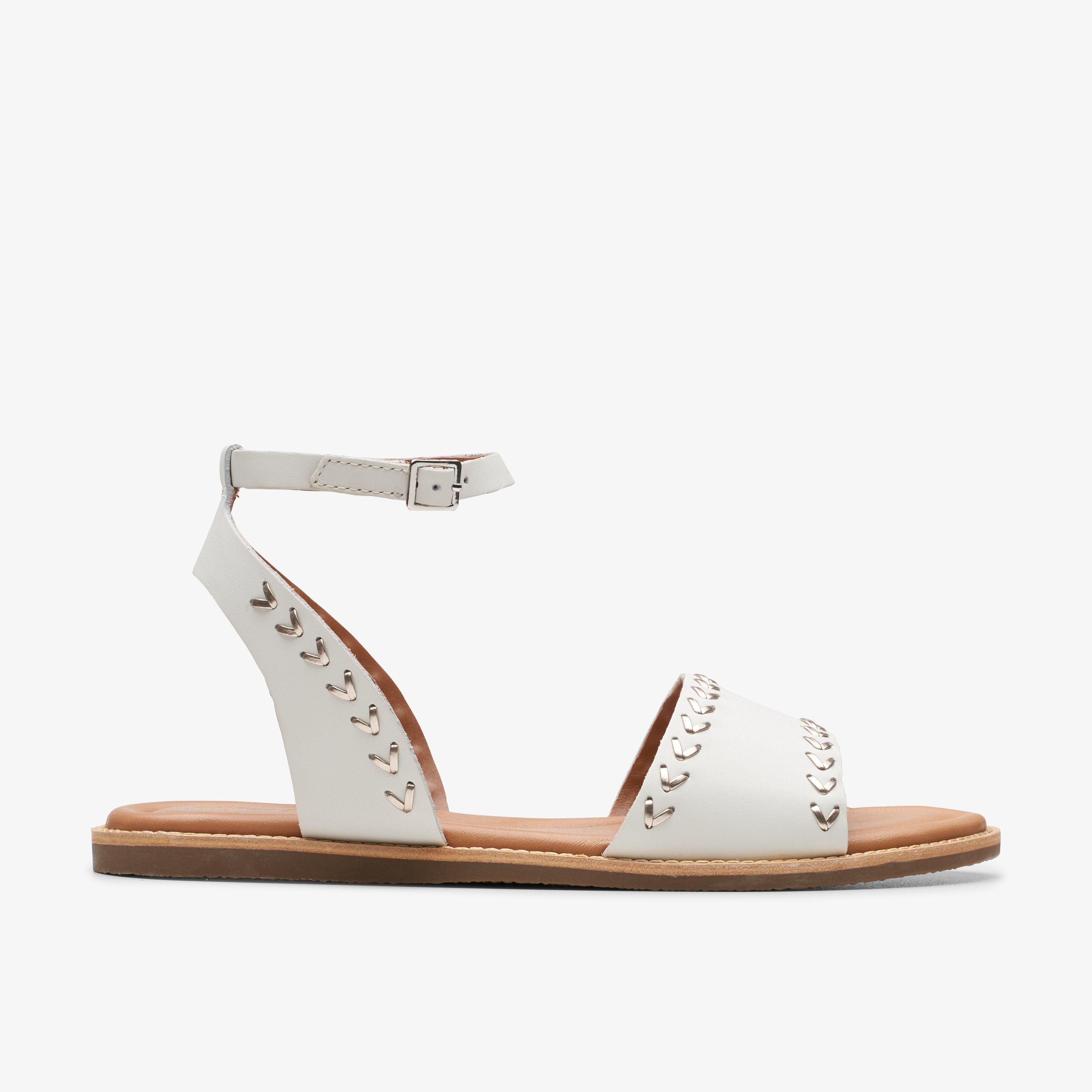 Womens Maritime May Off White Leather Flat Sandals | Clarks