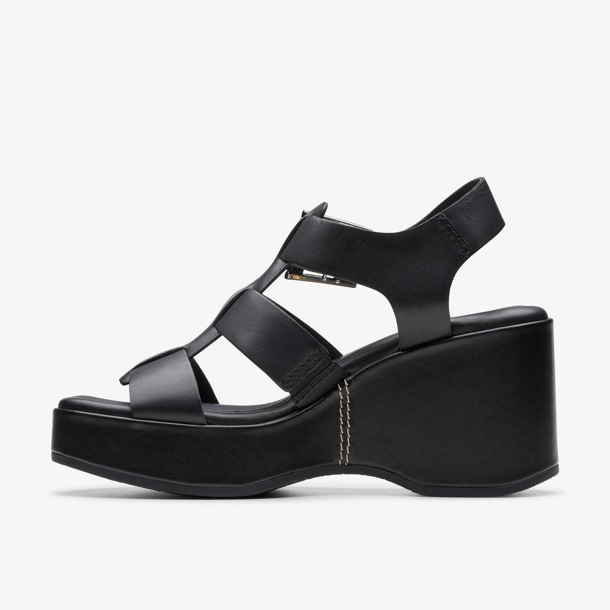 WOMENS Manon Cove Black Leather Heeled Sandals | Clarks US