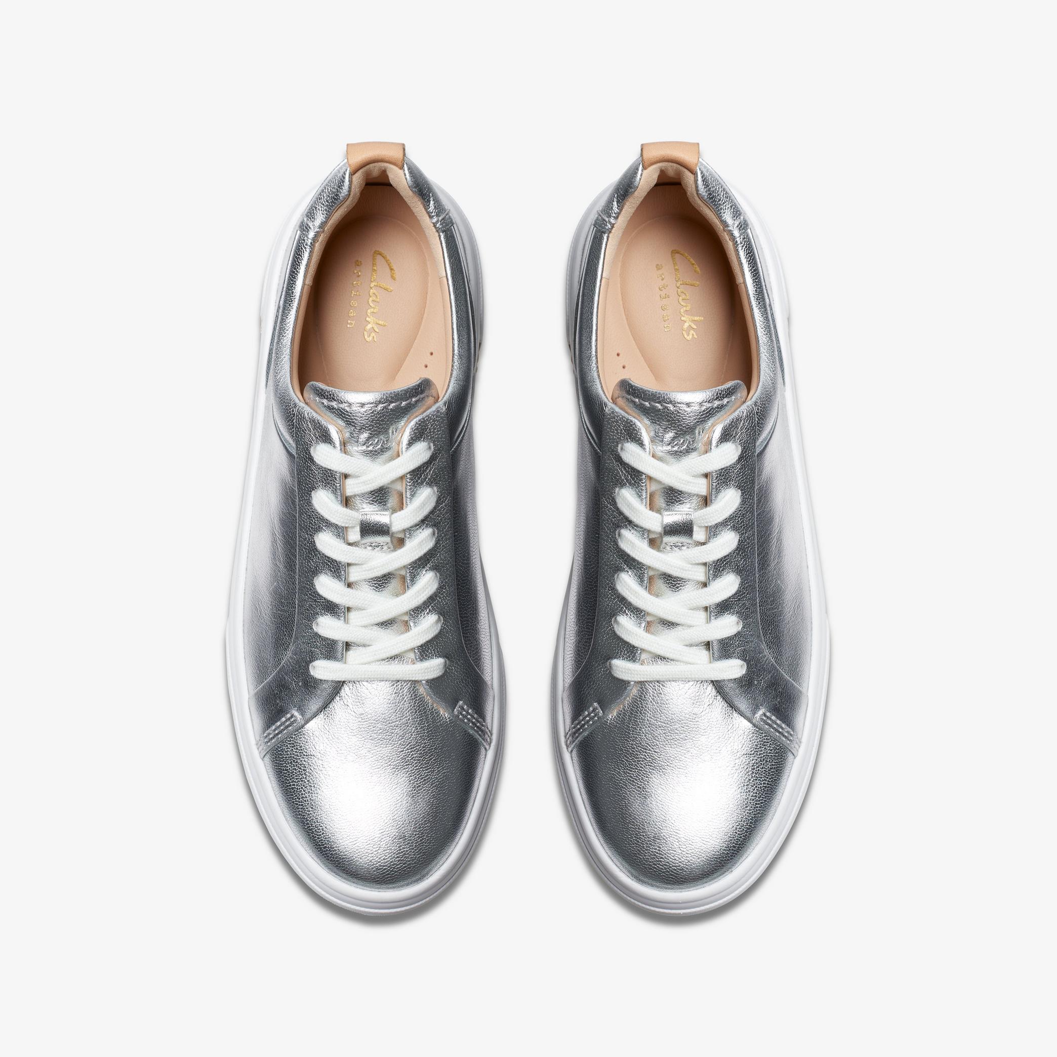 Womens Hollyhock Walk Silver Leather Trainers | Clarks UK