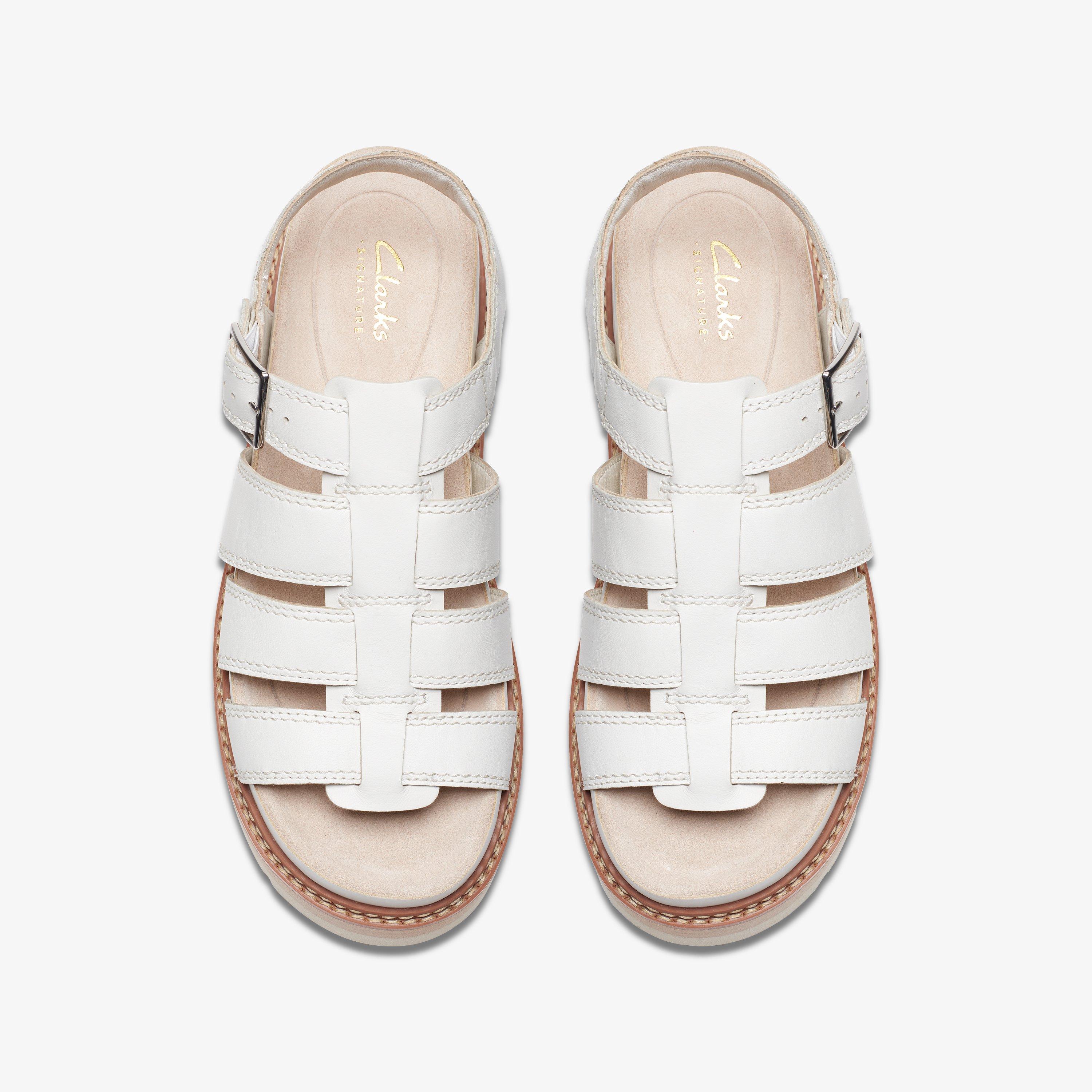 Clarks white sandals sale on sale