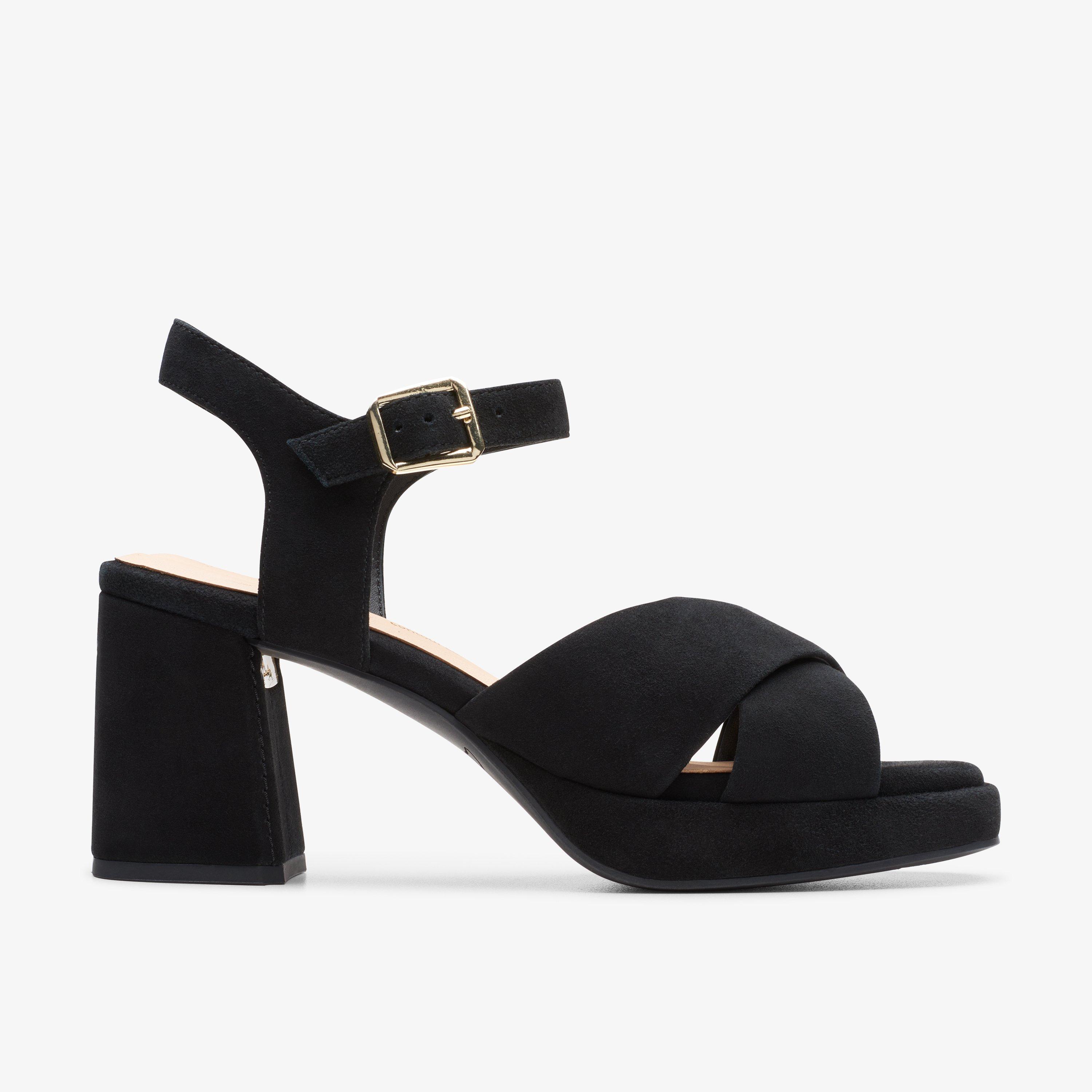 Womens Ritzy 75 Rae Black Suede Heeled Sandals | Clarks UK