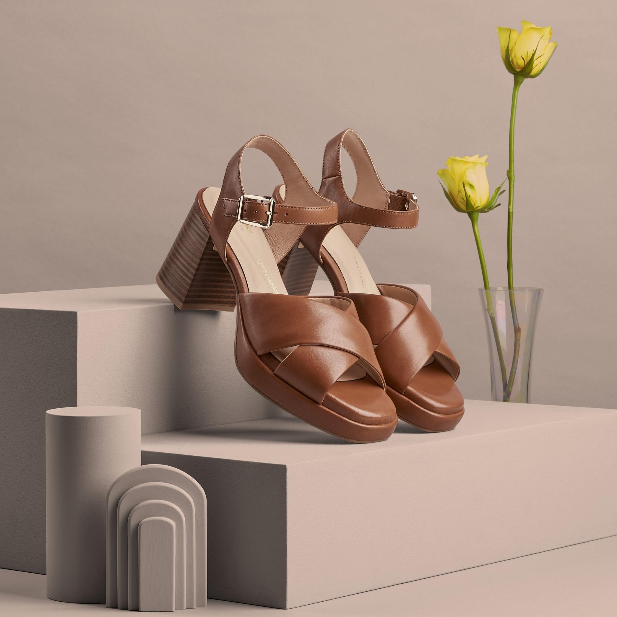 Ritzy 75 Rae Tan Leather Heeled Sandals, view 5 of 11