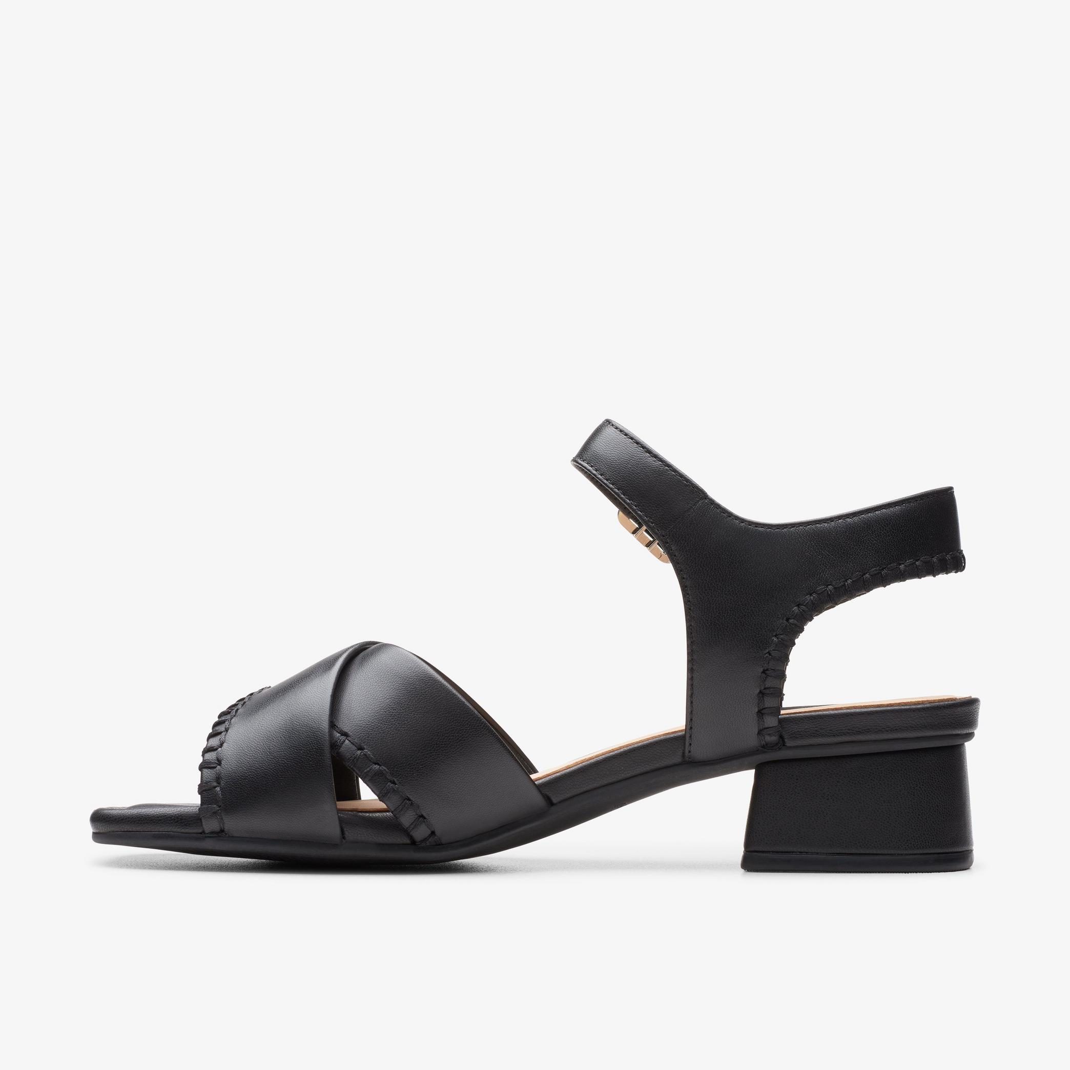 Serina35 Cross Black Leather Heeled Sandals, view 2 of 6