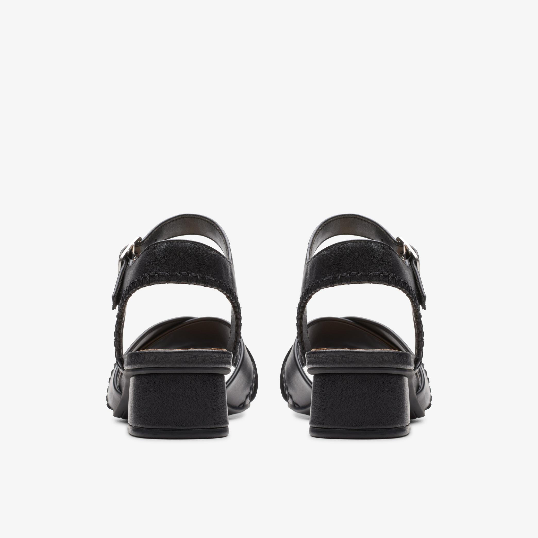 Sandales à talon en cuir noir croisé Serina35, vue 5 de 6