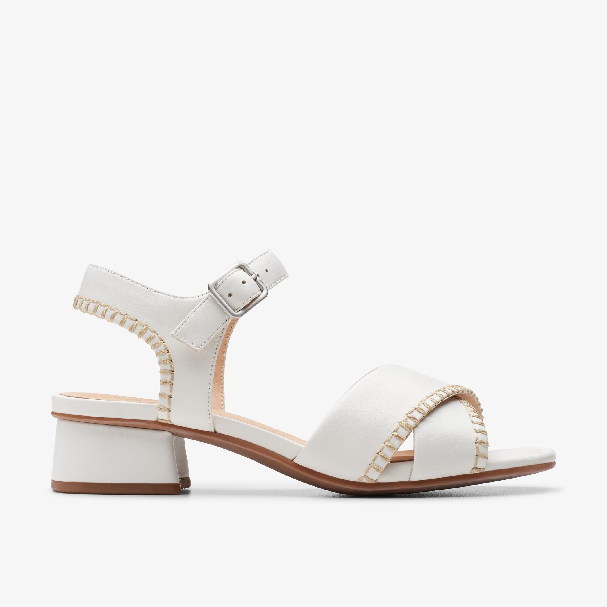 Serina35 Cross Off White Leather Heeled Sandals, view 1 of 6