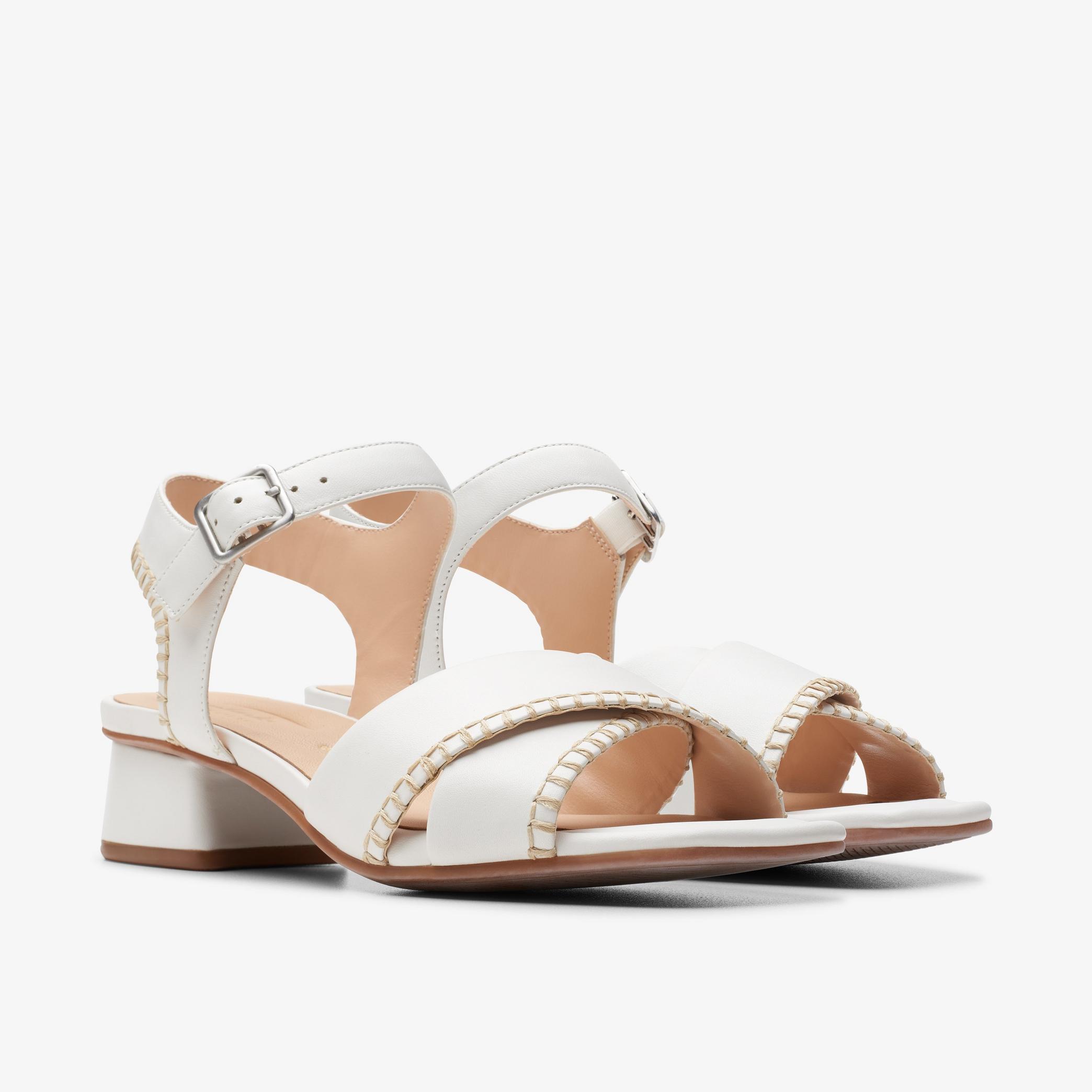 Serina35 Cross Off White Leather Heeled Sandals, view 4 of 6