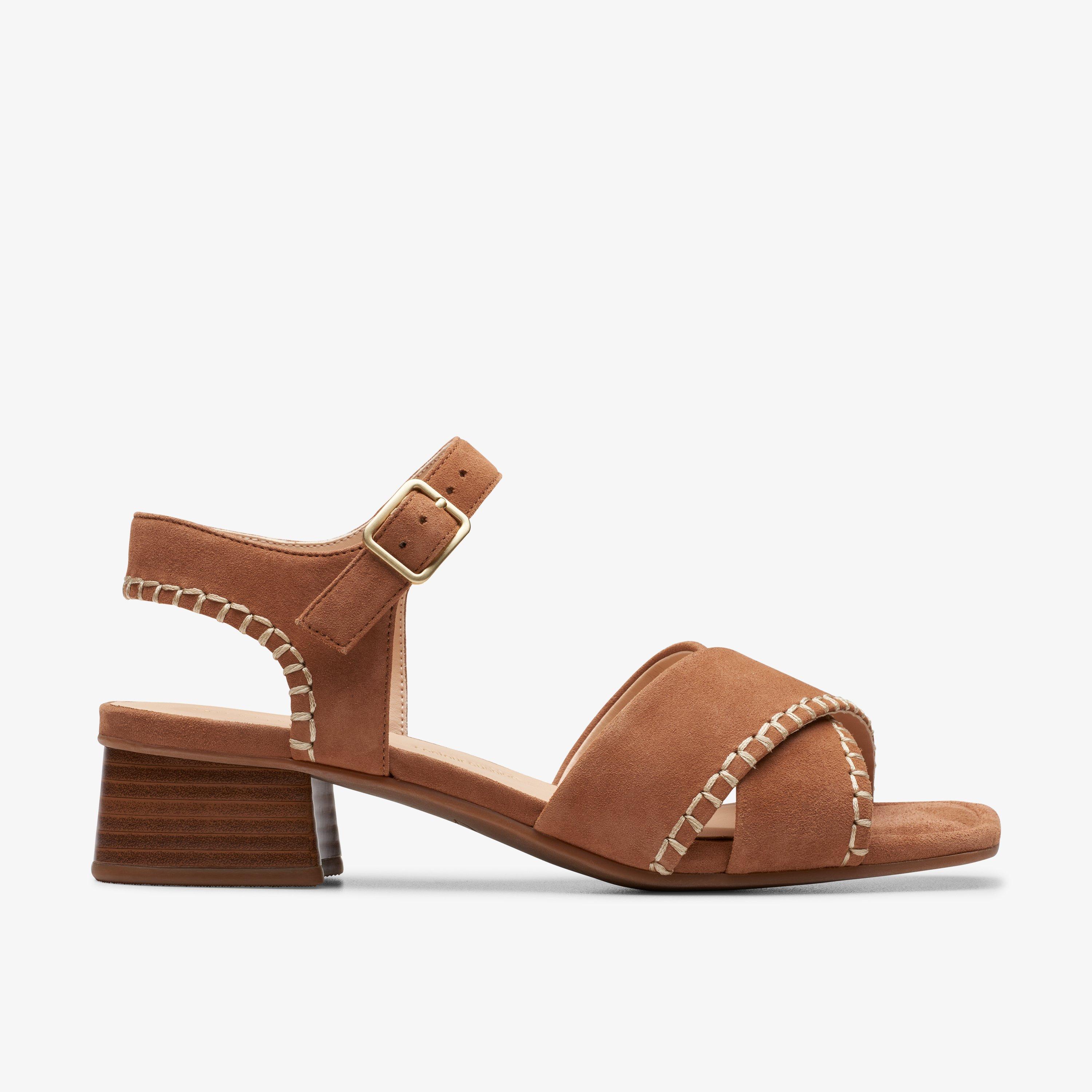 Brown suede hotsell block heel sandals