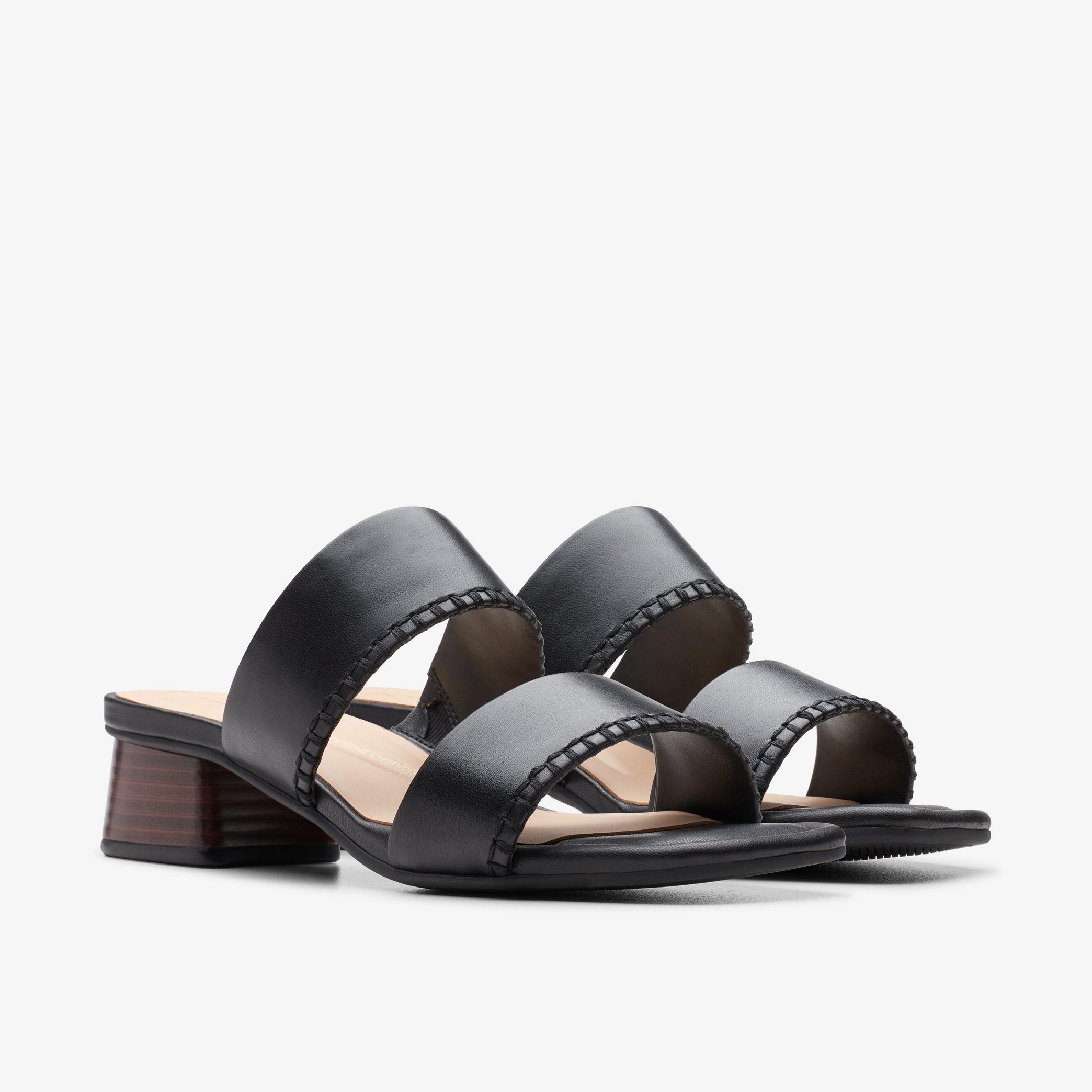WOMENS Serina35 Mule Black Leather Heeled Sandals | Clarks US