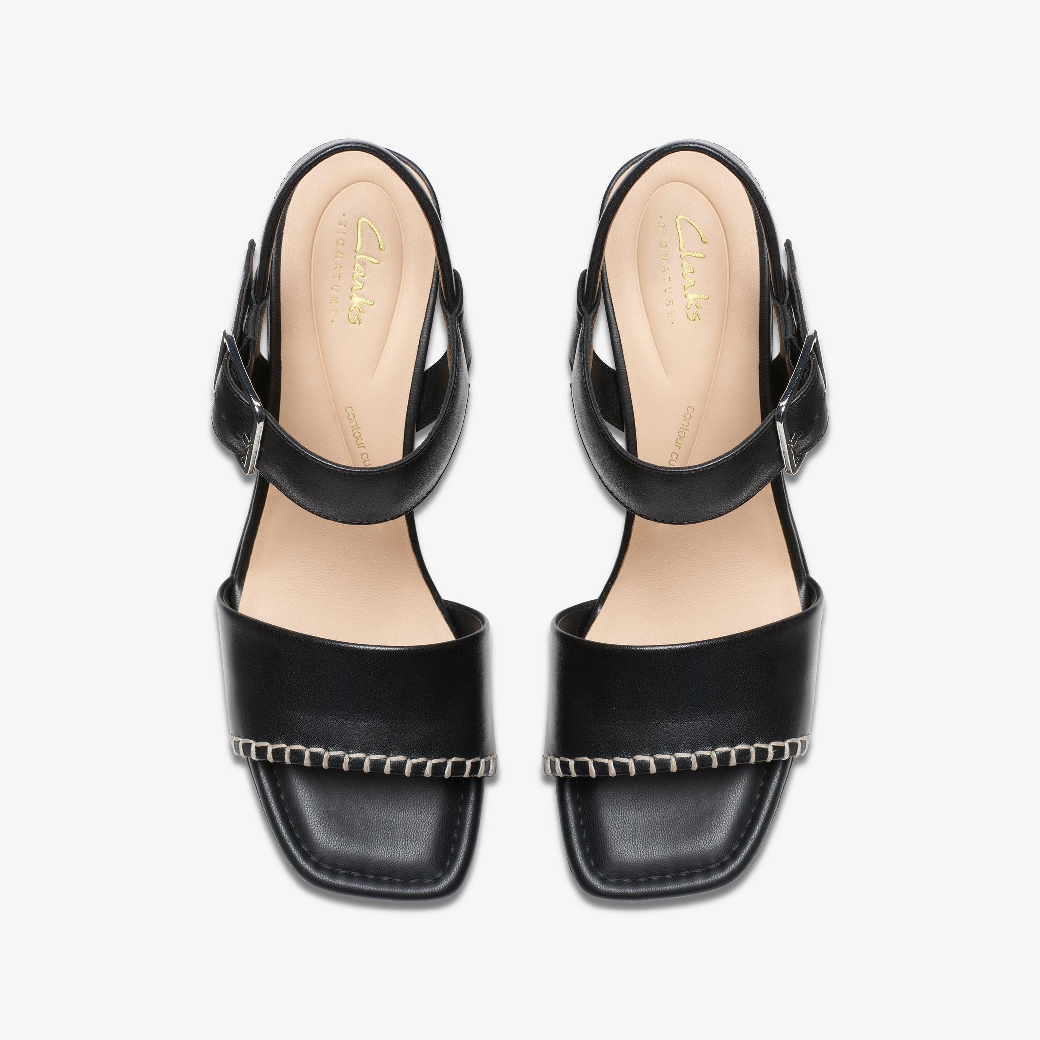 Sandales à talon en cuir noir avec boucle Siara65, vue 6 de 6