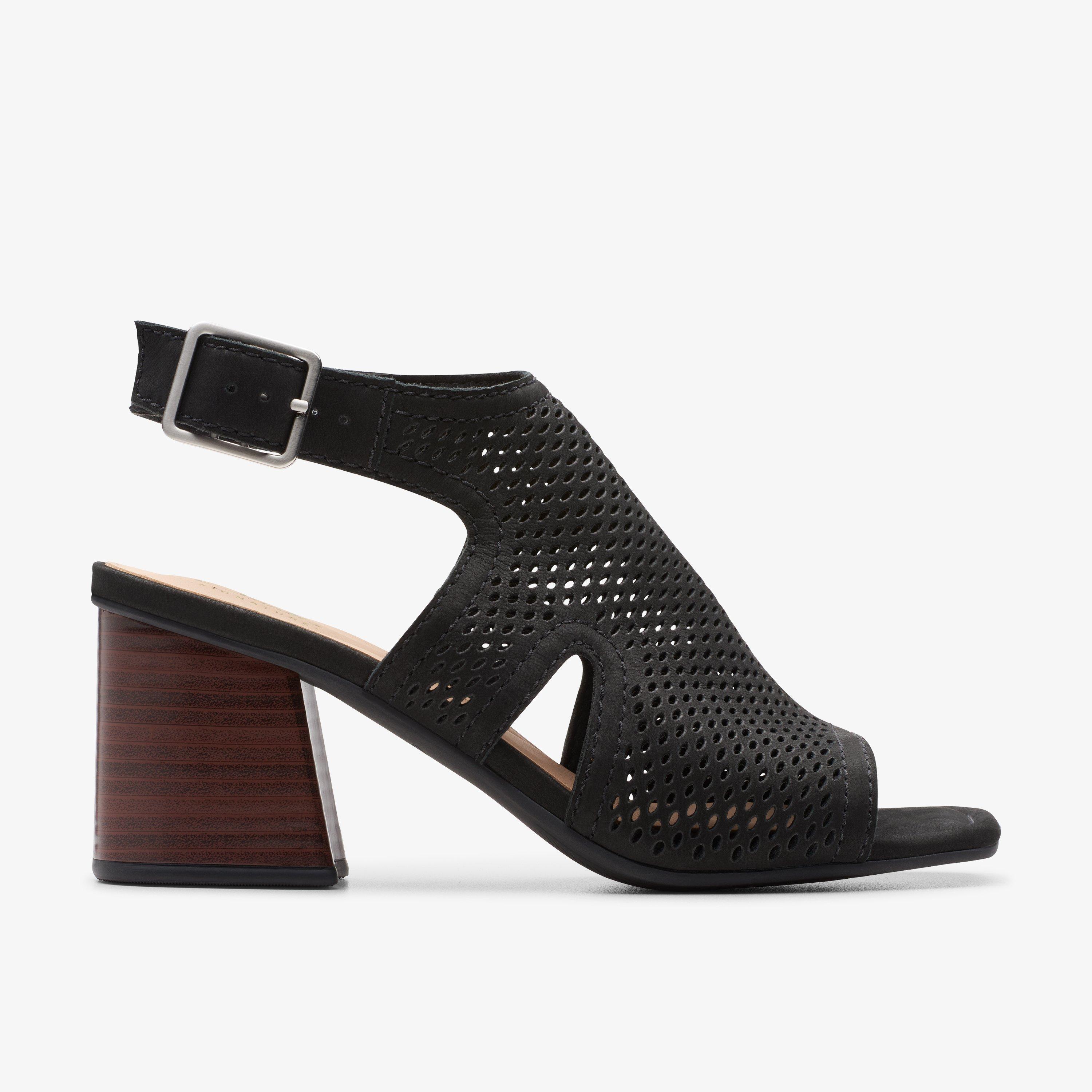 Clarks Siara 65 Flow Ankle Strap Sandal Black Nubuck