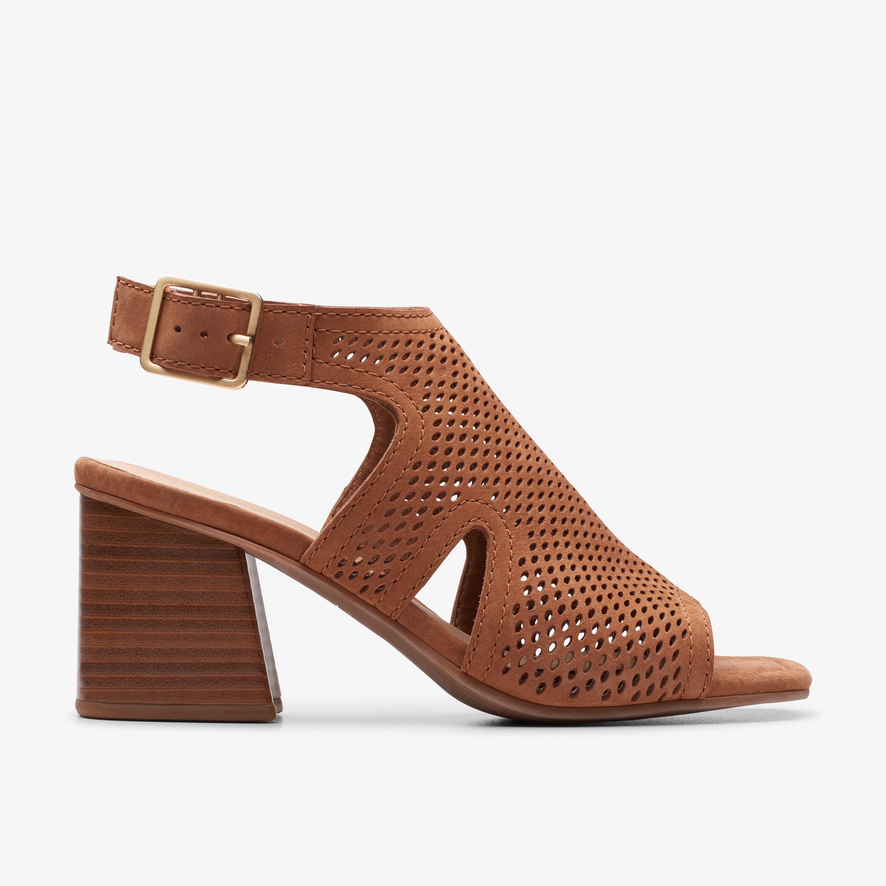 Clarks Siara 65 Flow Ankle Strap Sandal Tan Nubuck