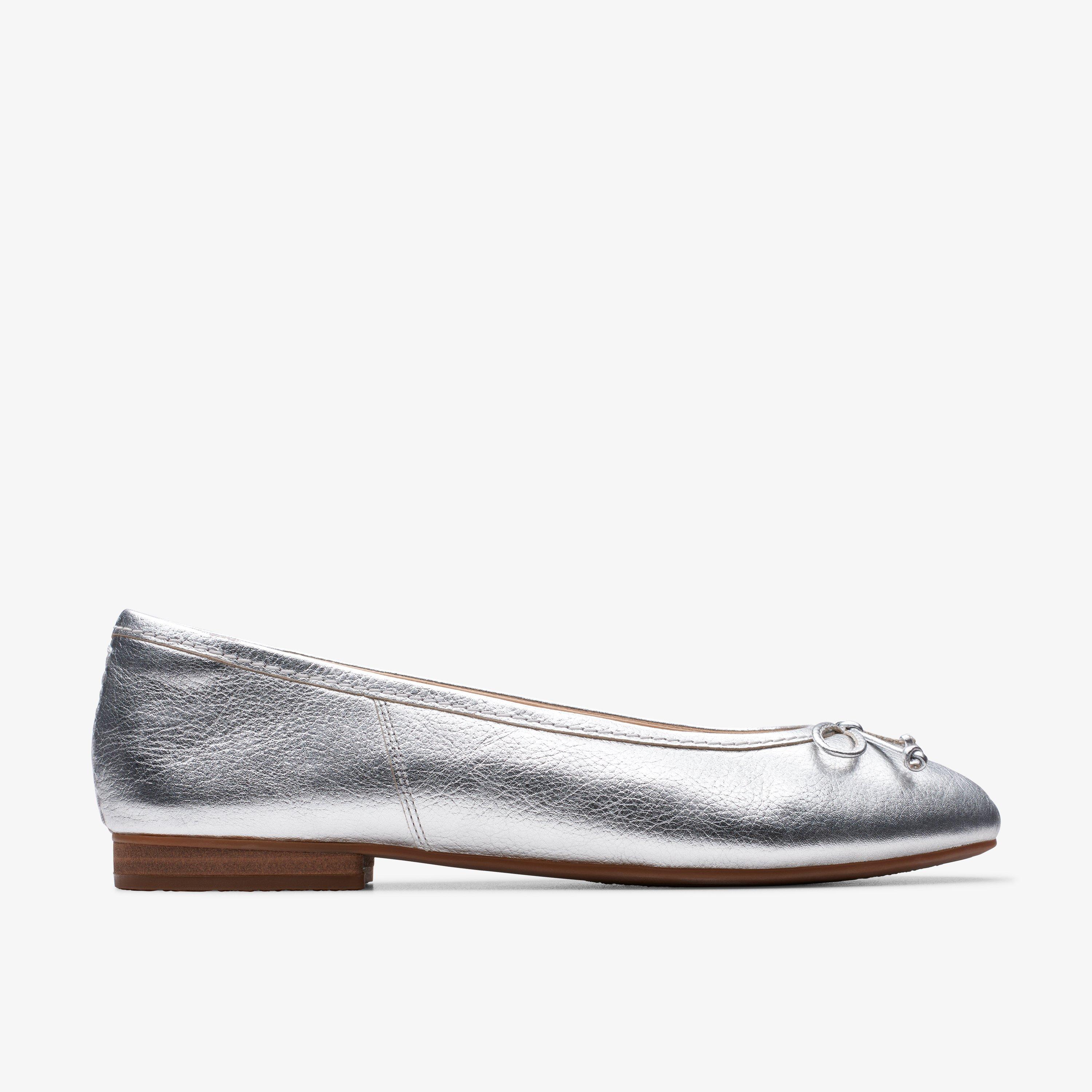 Silver leather flats online