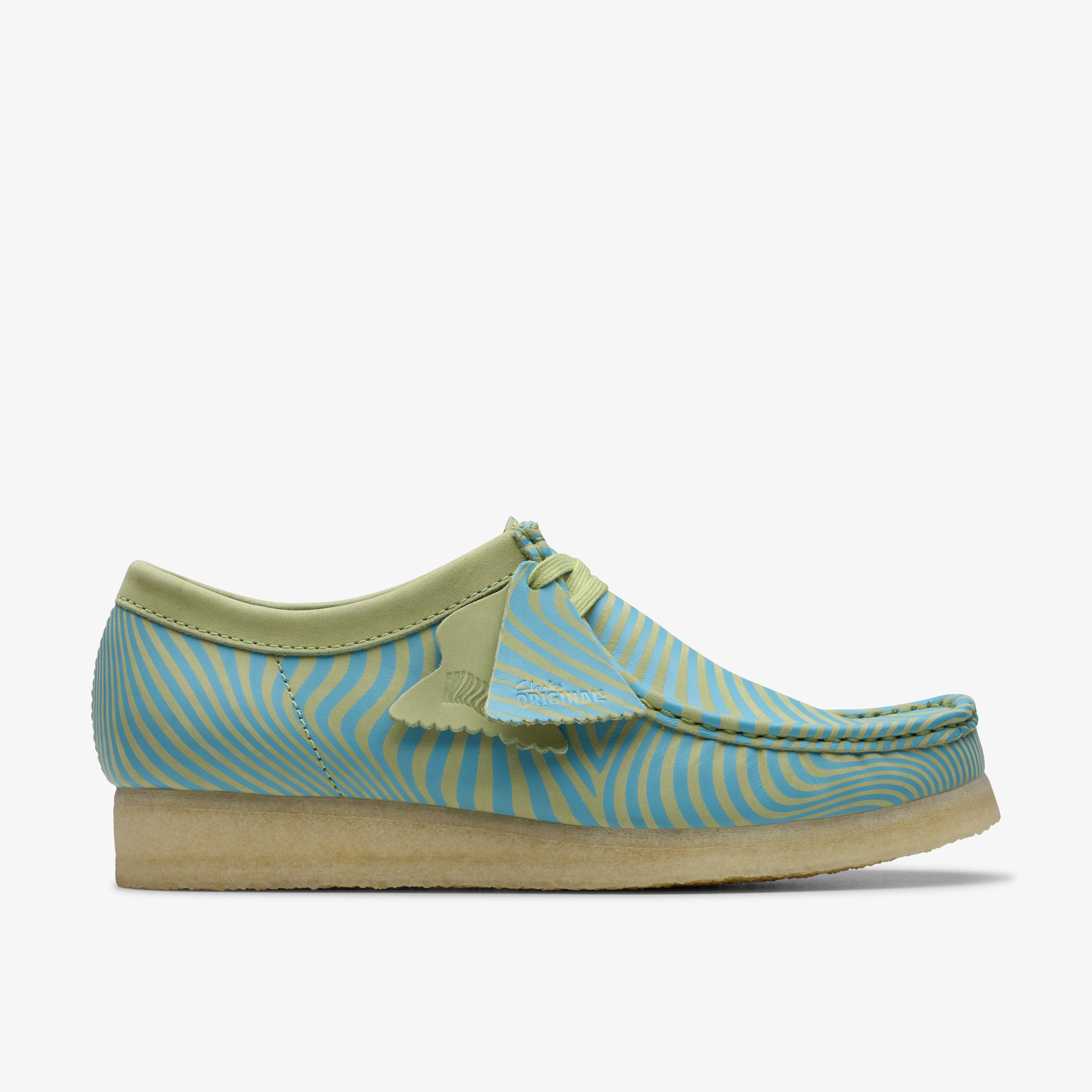 Mens Wallabee Blue/Lime Print Wallabee Shoes | Clarks