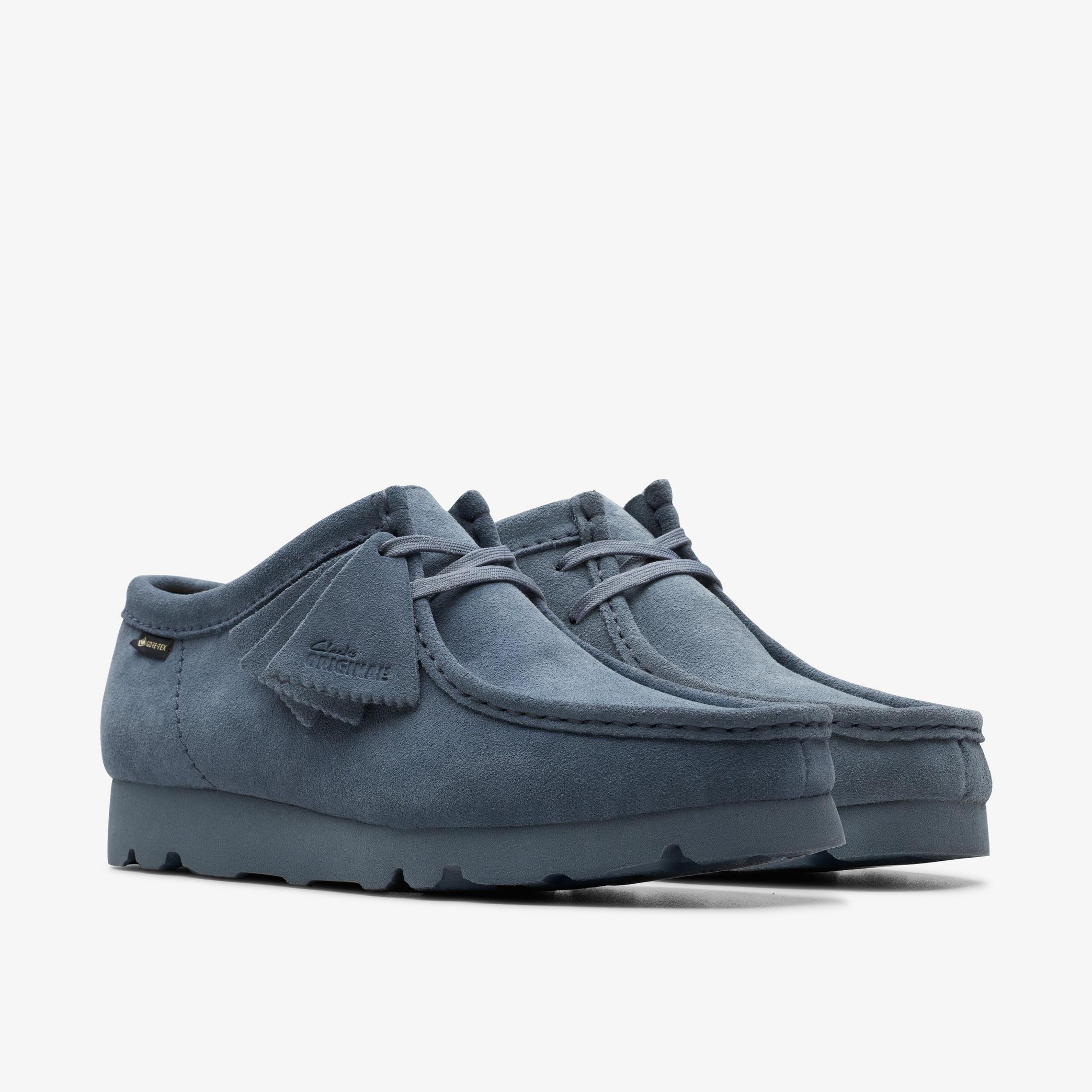 Mens Wallabee GORE-TEX Blue/Grey Suede Shoes | Clarks UK