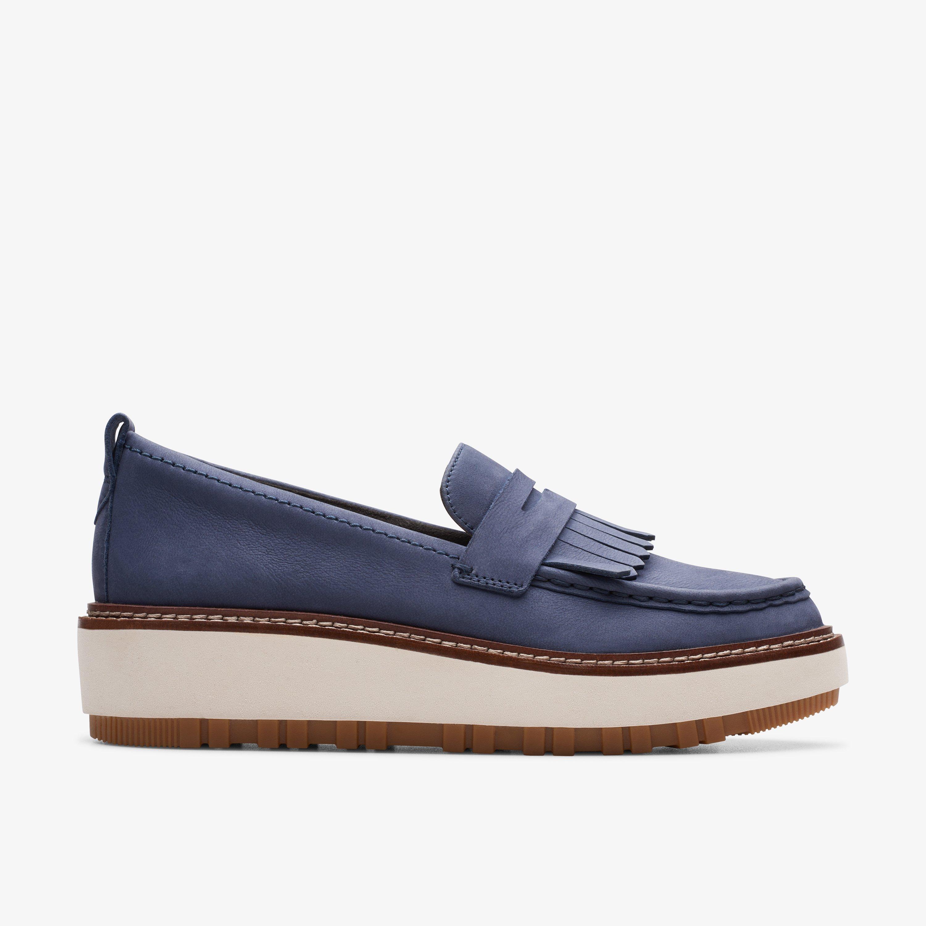 Clarks navy sale blue loafers