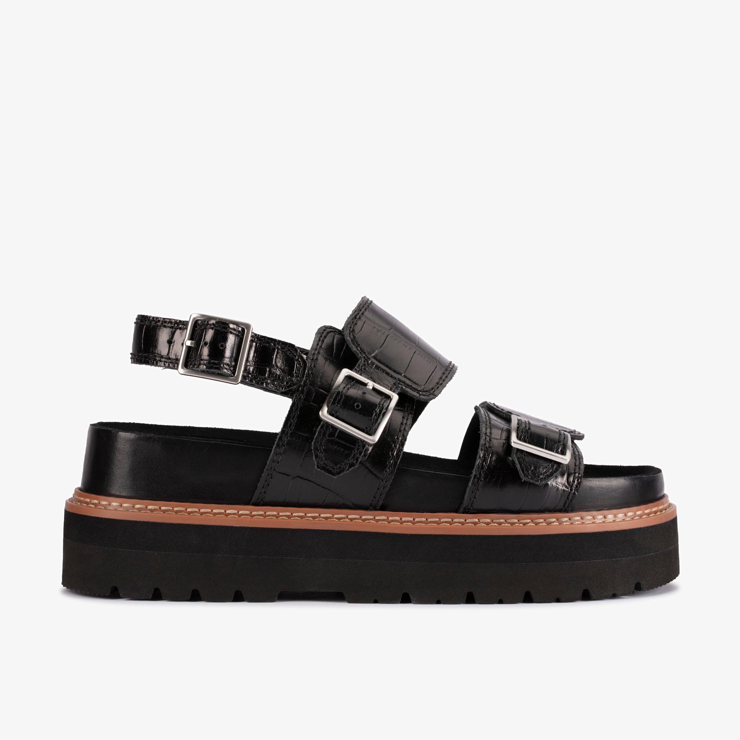 WOMENS ORIANNA GLIDE Black Interest Flat Sandals | Clarks US