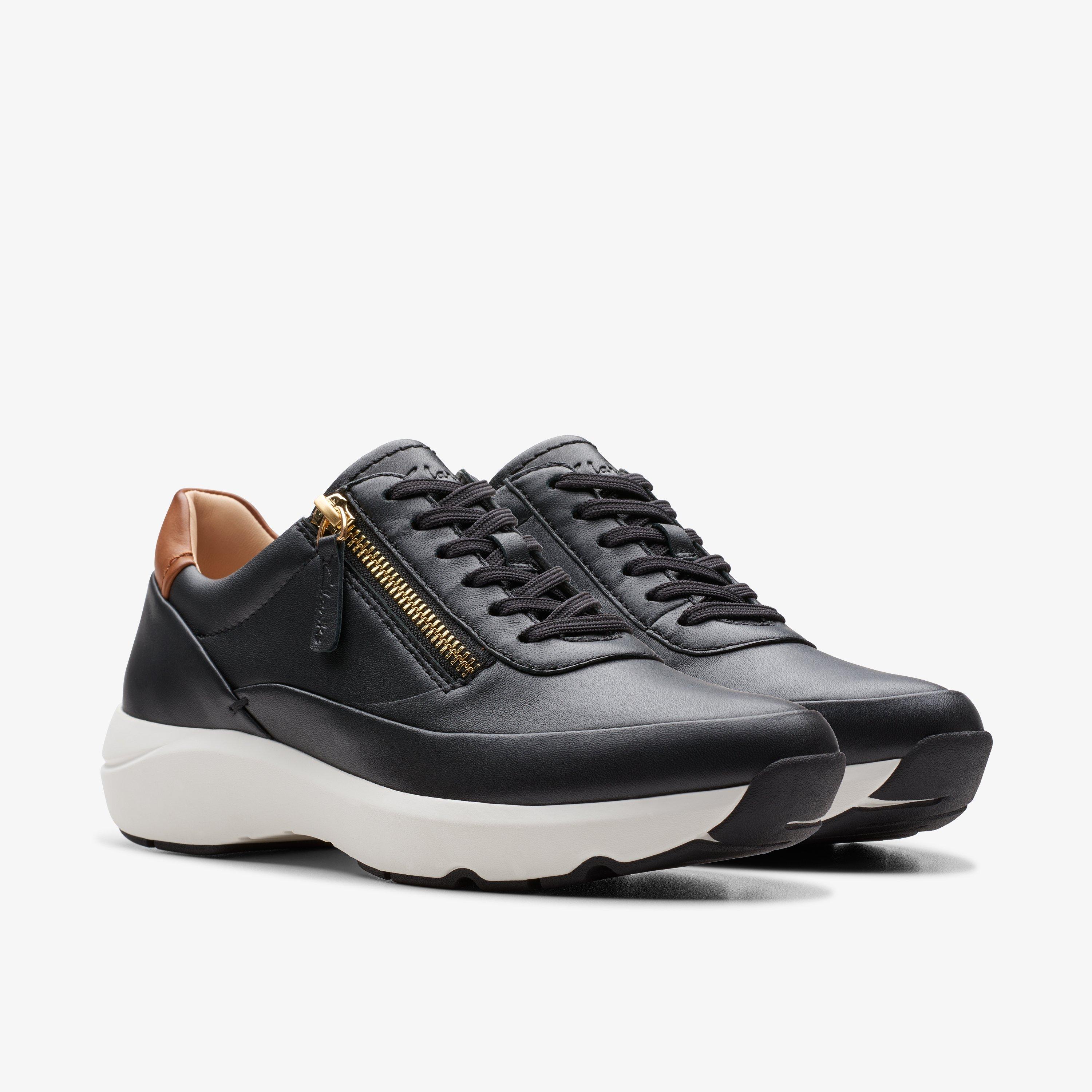 Women's Tivoli Zip Black Leather Sneakers | Clarks