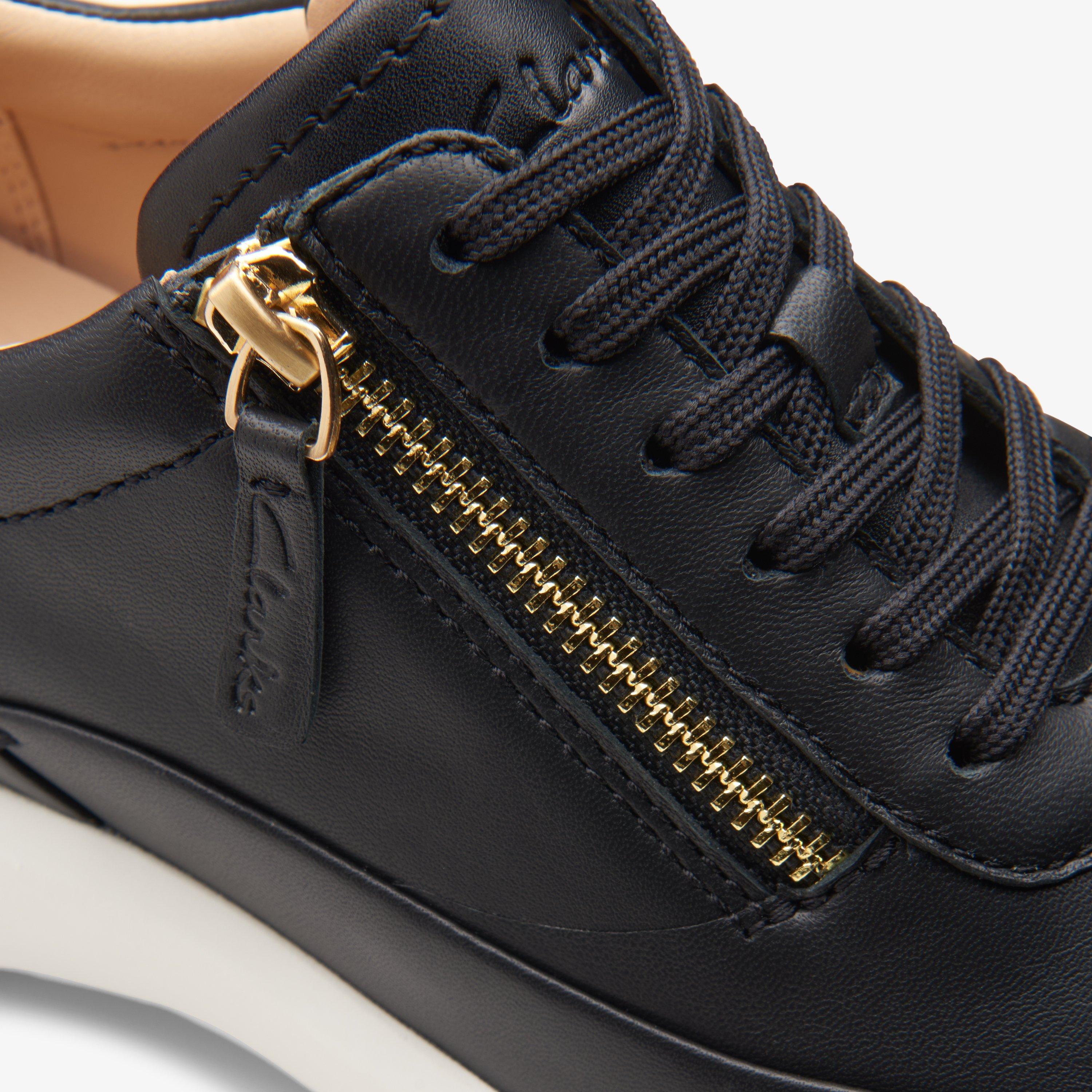 Clarks black best sale leather trainers