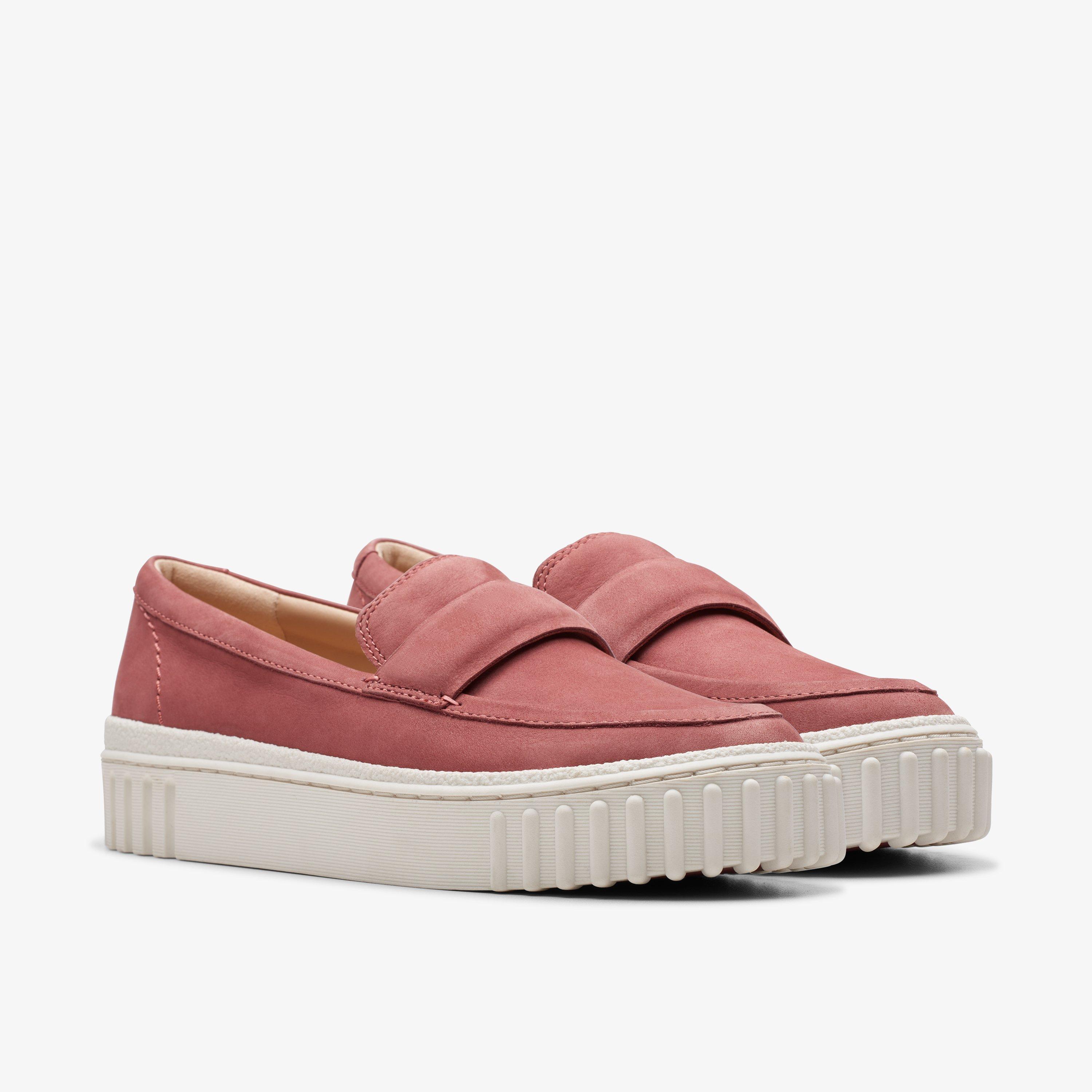 Pink suede hot sale slip ons