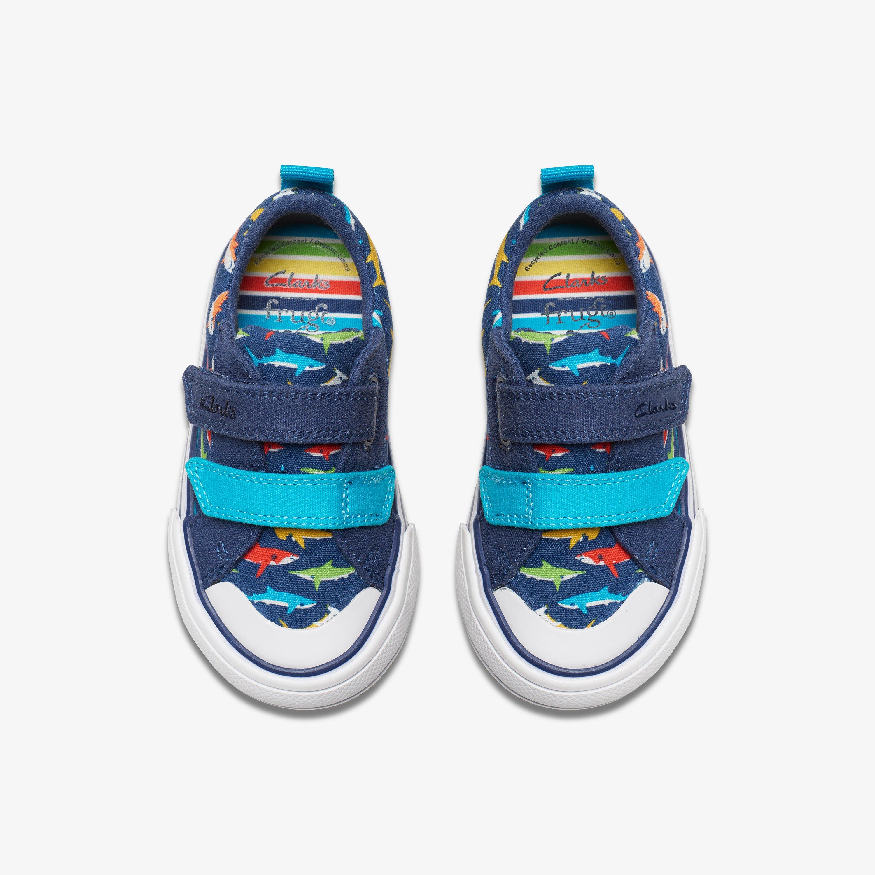 Boys Girls Kids Unisex Foxing Ocean Toddler Navy Print Canvas Clarks UK