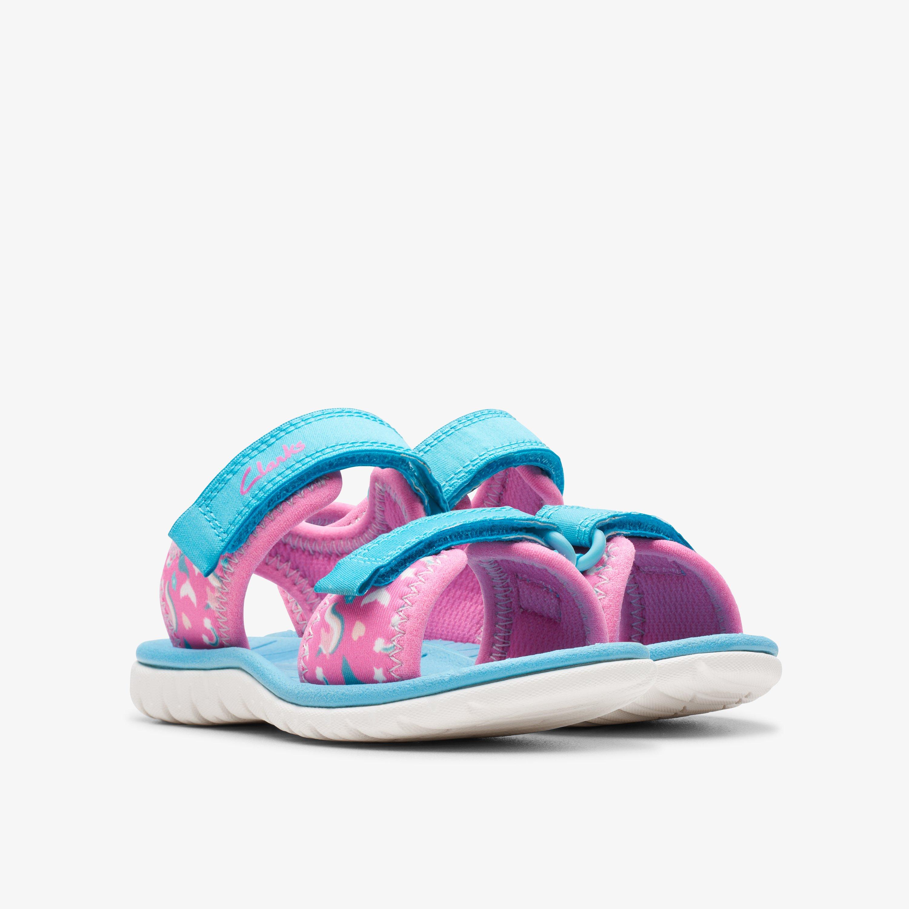 Sandalias Clarks Surfing Wave Para Niños - Talón Abierto, Suela De Caucho - Cierre De Velcro Ajustable