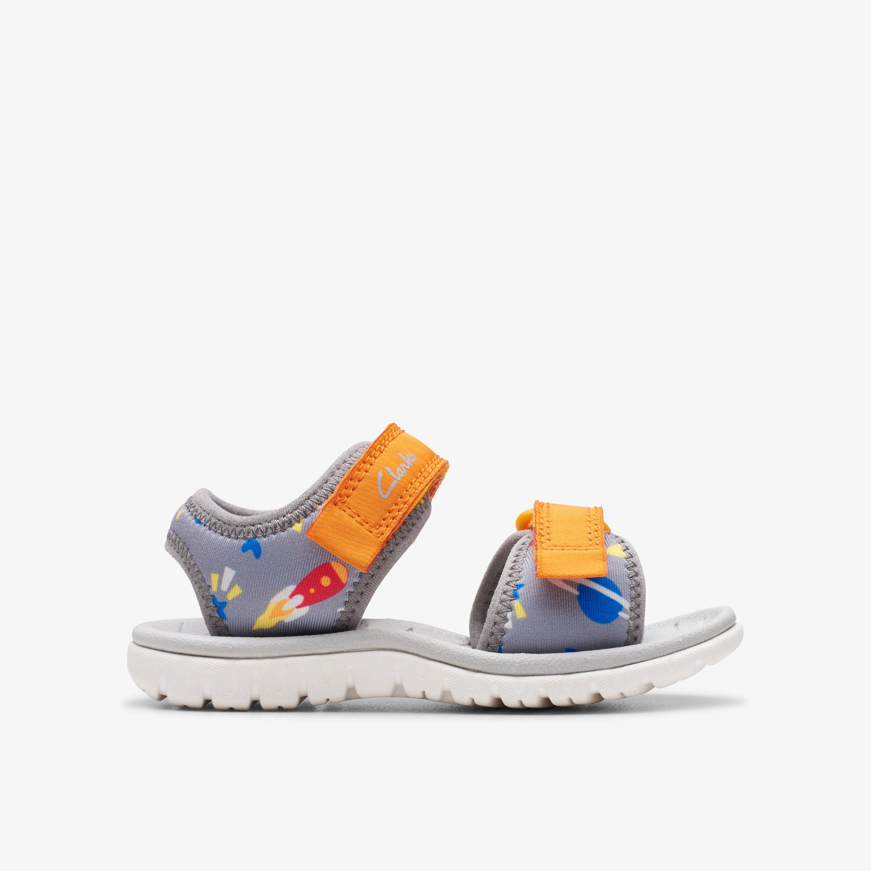 Surfing Tide Toddler Grey/Orange Flat Sandals Riptape, view 1 of 6