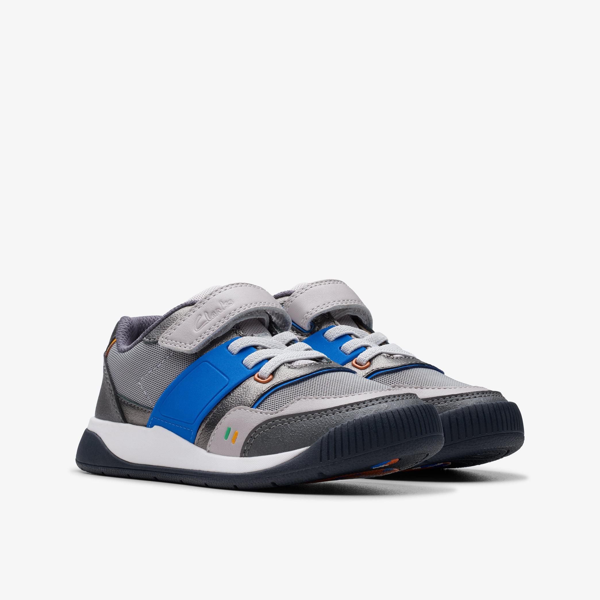 Lune Flex Kid Grey/Blue Trainers, view 4 of 7